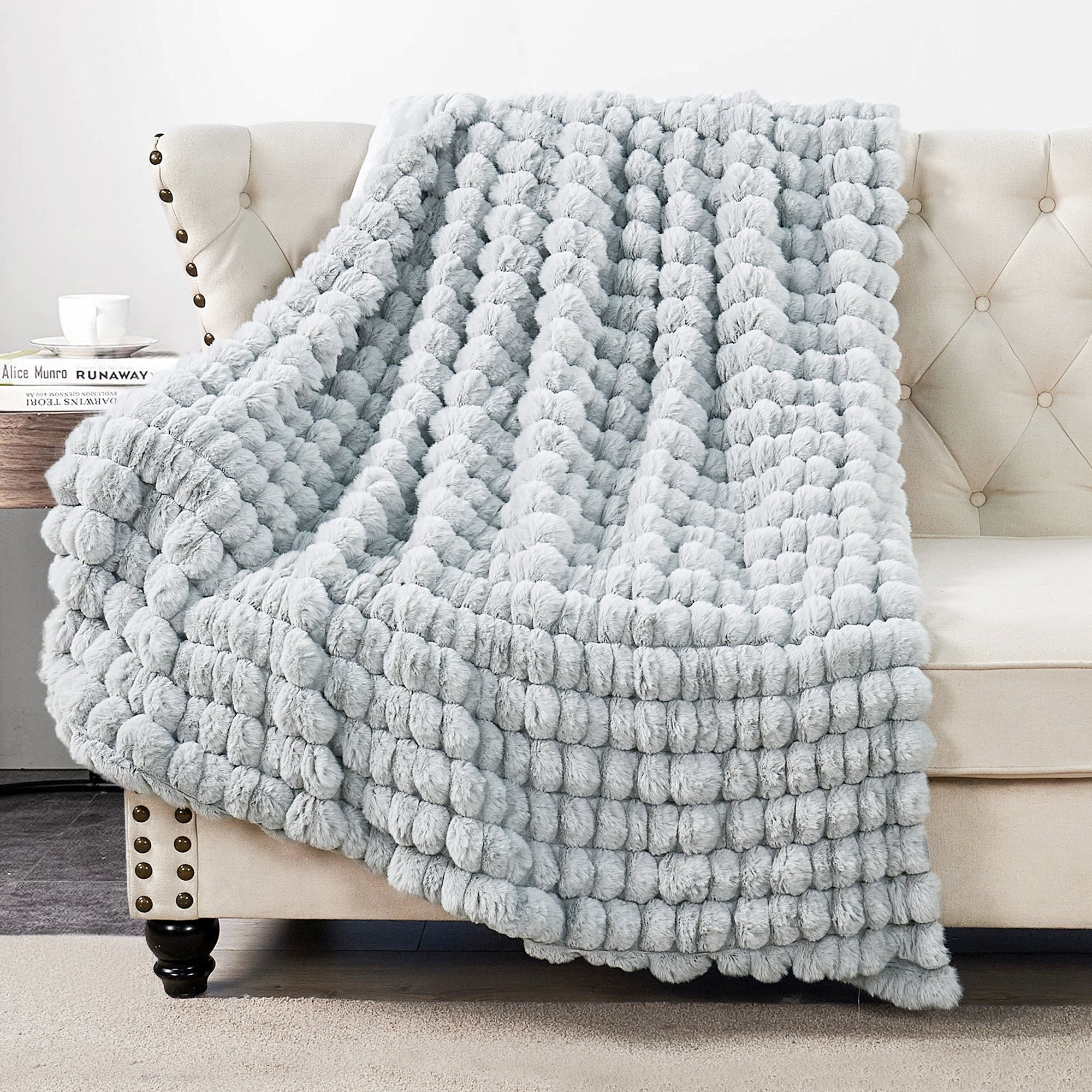Spandex Striped Heavy Rabbit Faux Fur Throw Blanket (50"x60")
