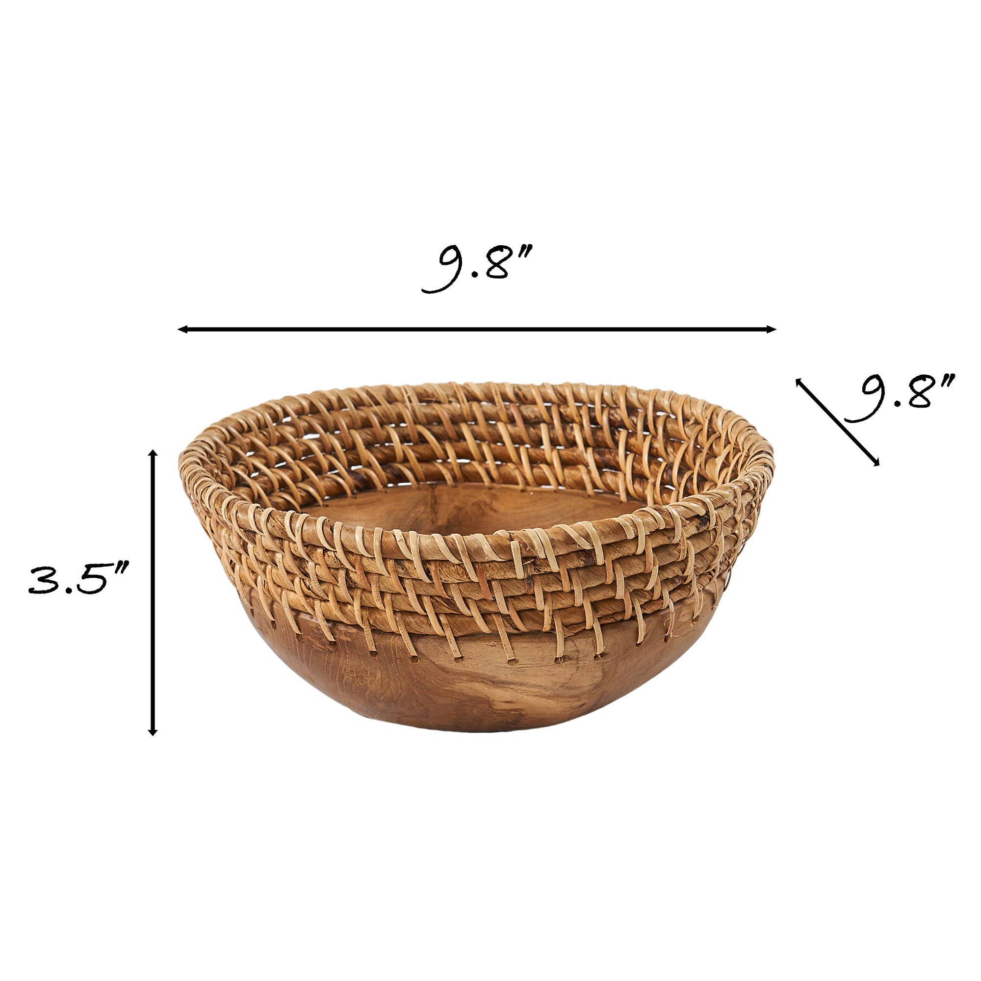 Sonic Handcrafted Teak Round Bowl (9.8" x 9.8" x 3.5")
