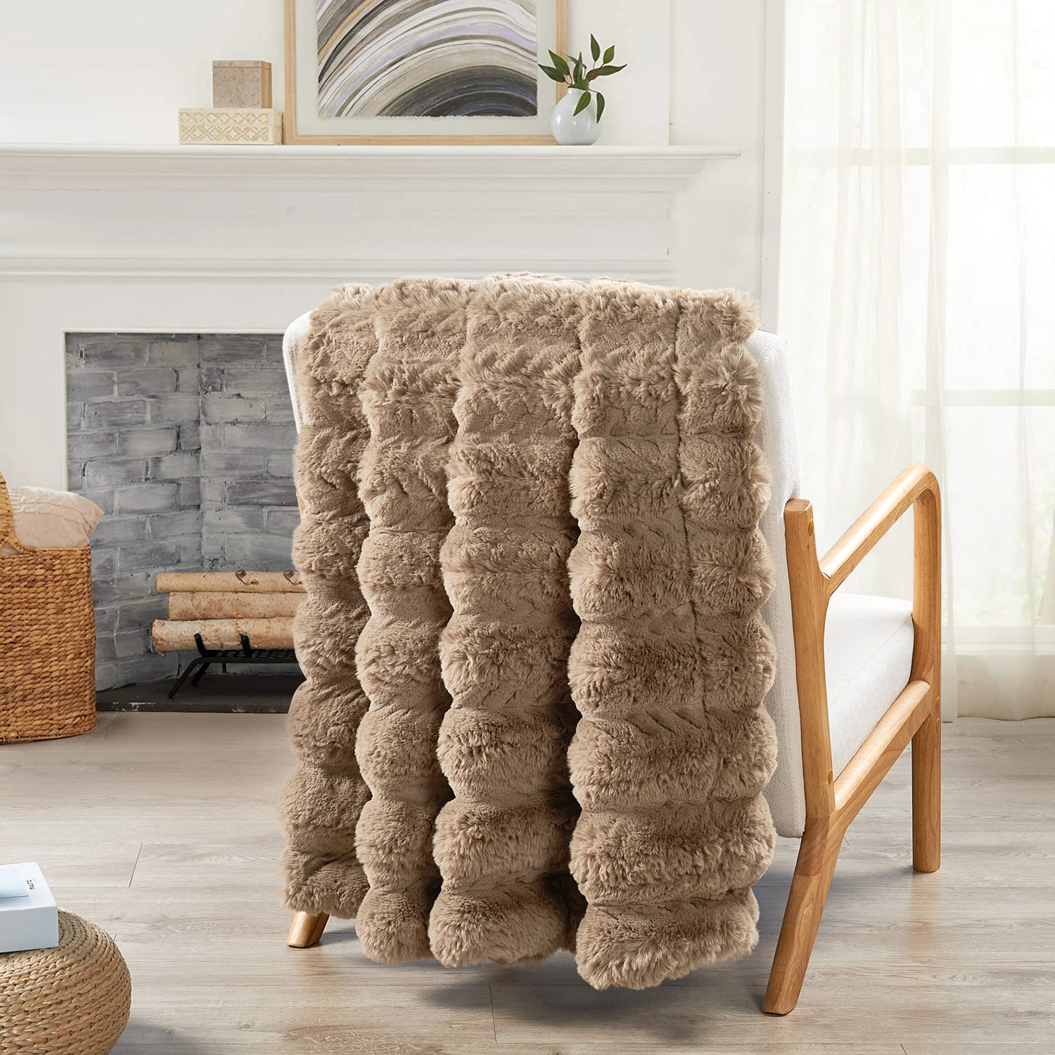 Tread Pattern Rabbit Faux Fur Throw Blanket (50"x60")