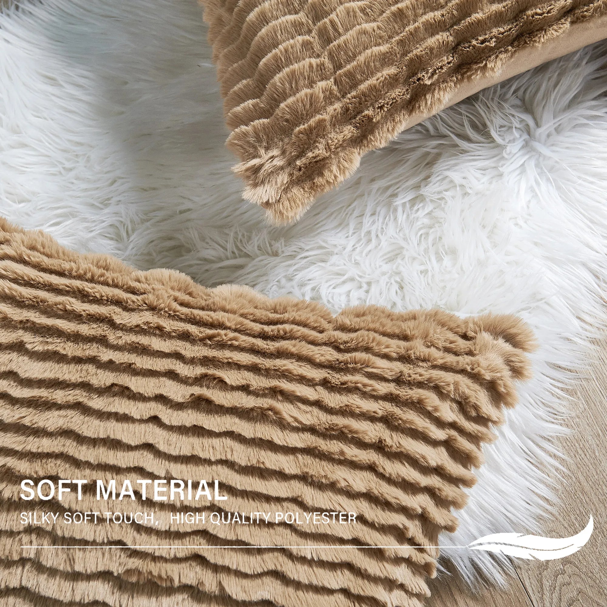 Wavy Pattern Faux Fur 2 Piece Decorative Pillow Covers (20" x 20")
