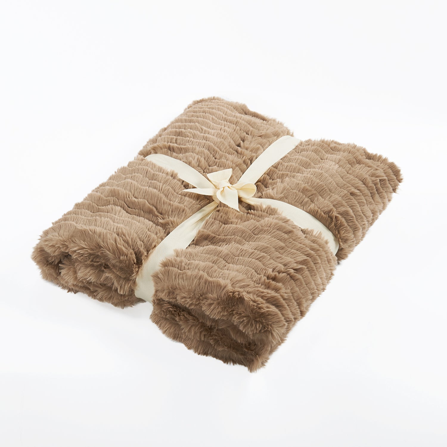 Wavy Pattern Faux Fur Throw Blanket (50"x60")