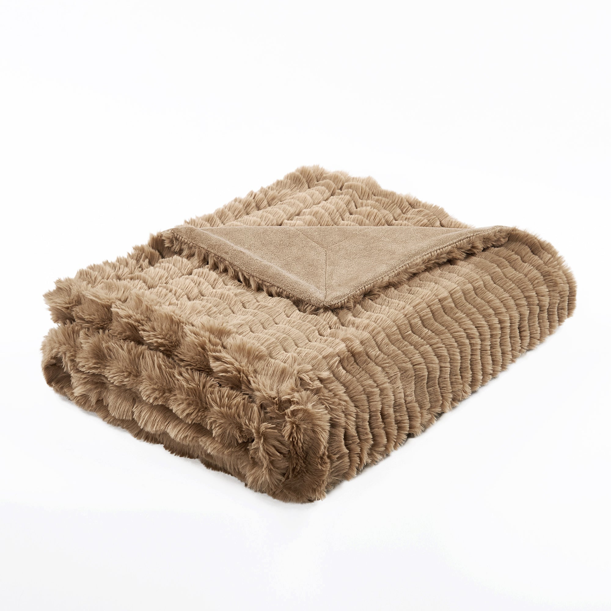 Wavy Pattern Faux Fur Throw Blanket (50"x60")