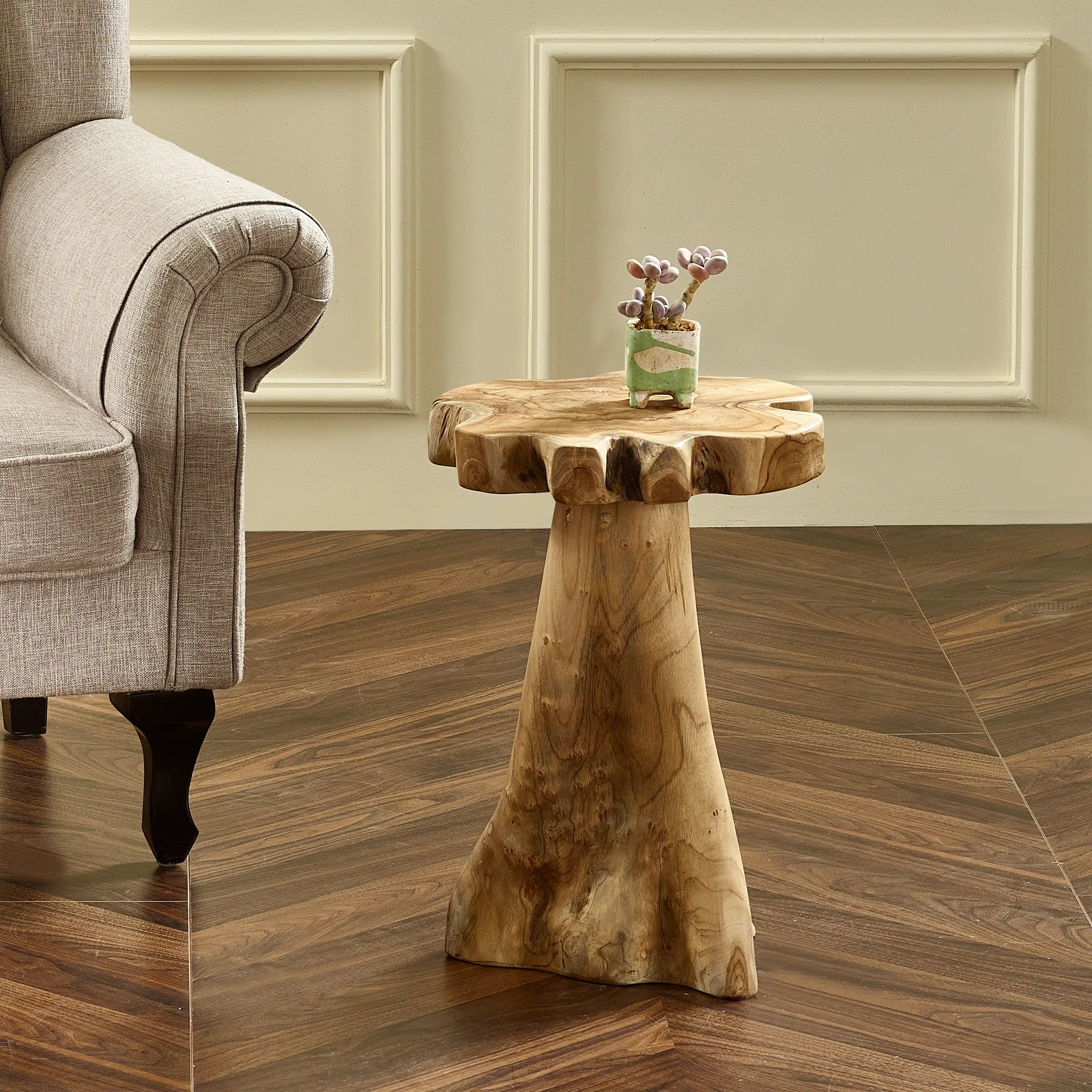 Teak Wood End Table - 15.5" x 15.5" x 19.5"