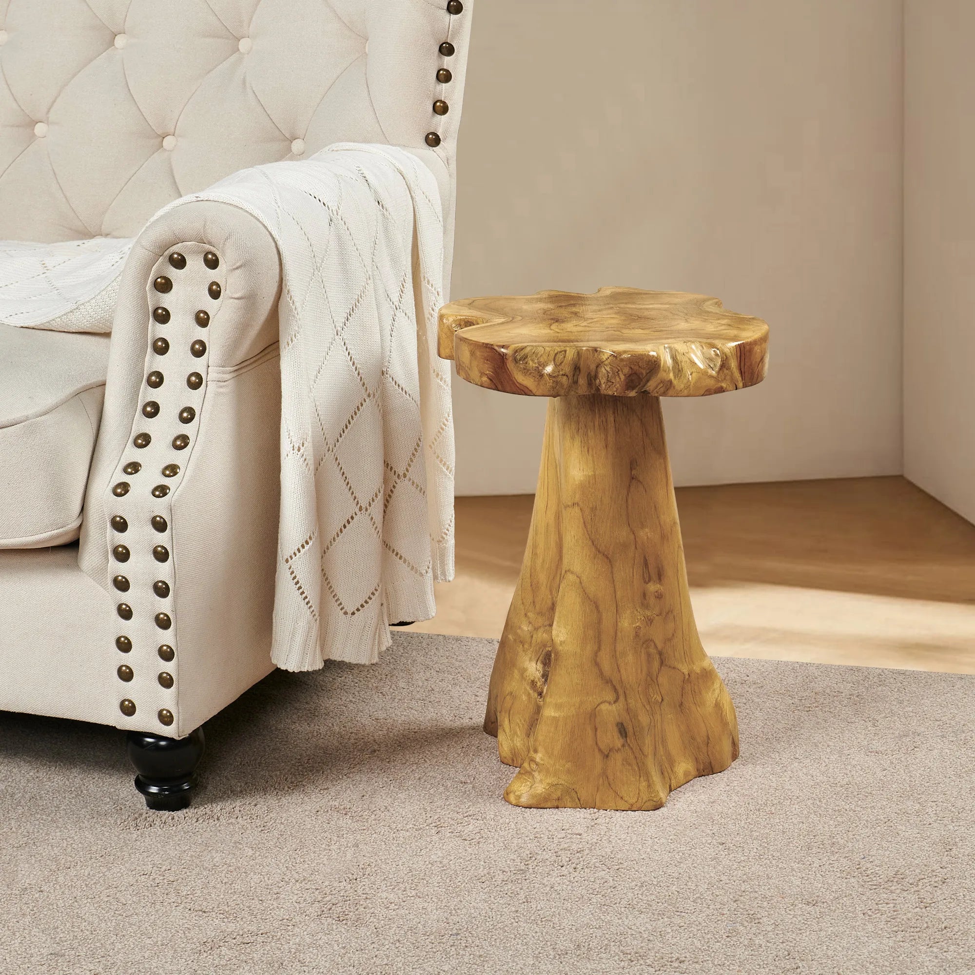 Teak Wood End Table - 15.5" x 15.5" x 19.5"