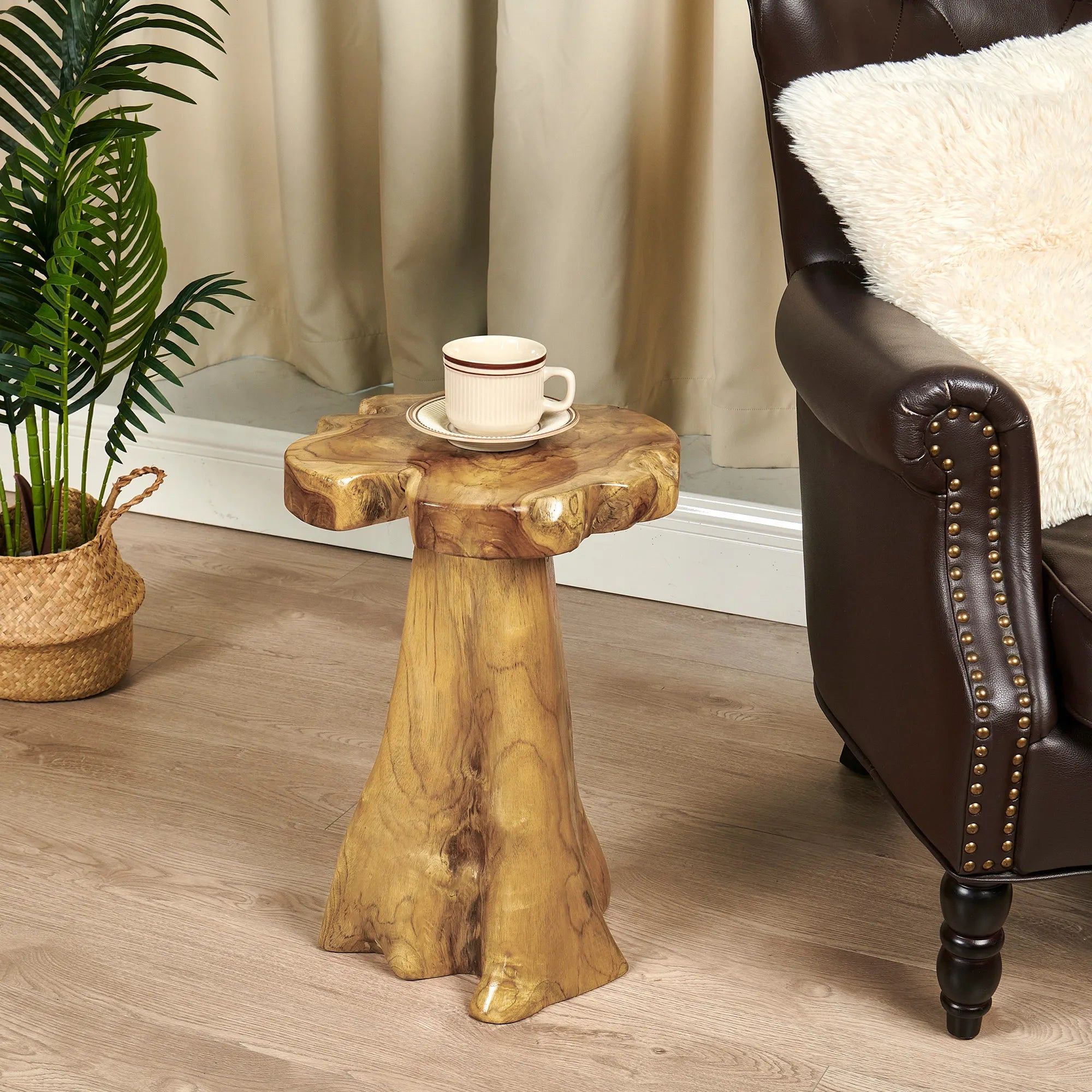 Teak Wood End Table - 15.5" x 15.5" x 19.5"