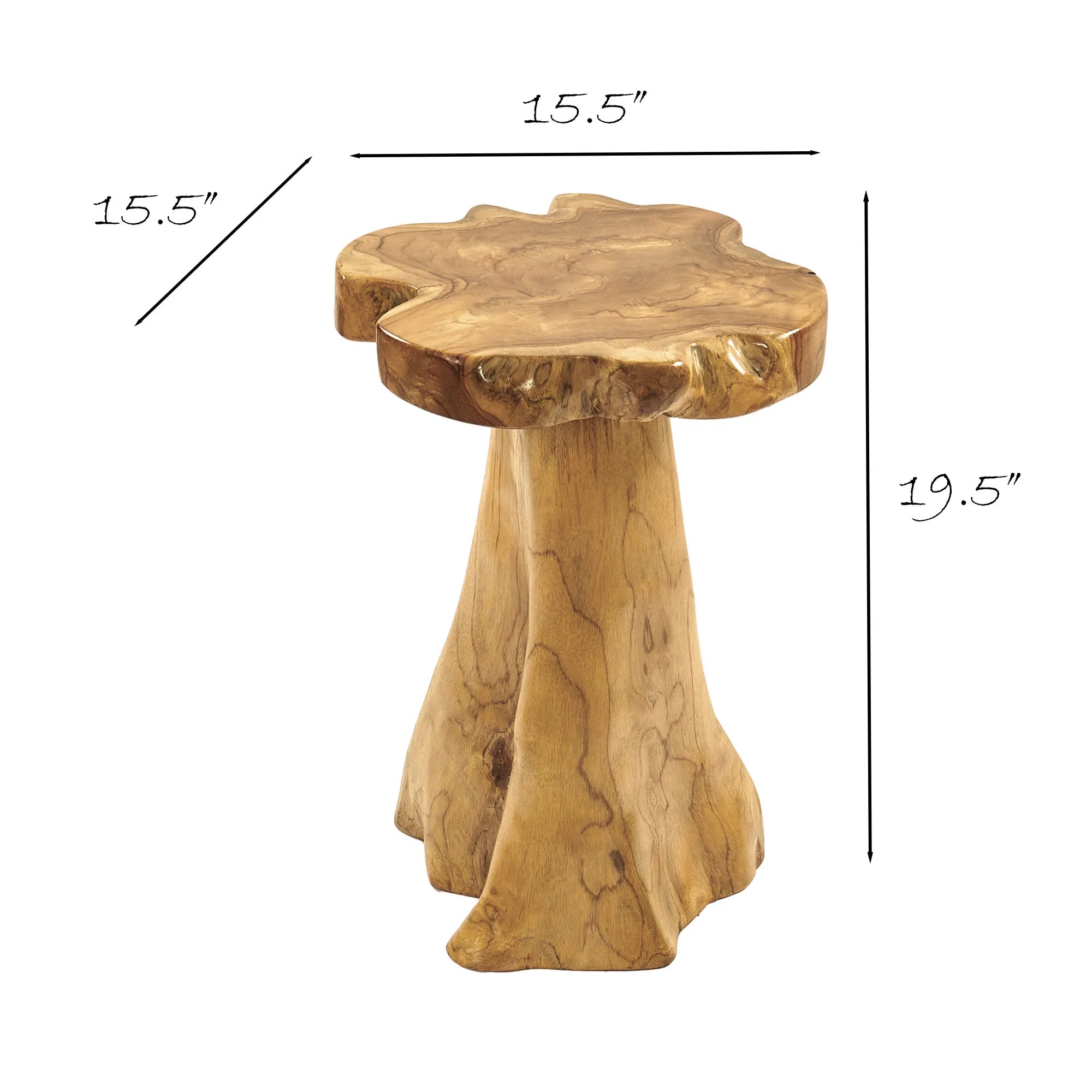 Teak Wood End Table - 15.5" x 15.5" x 19.5"