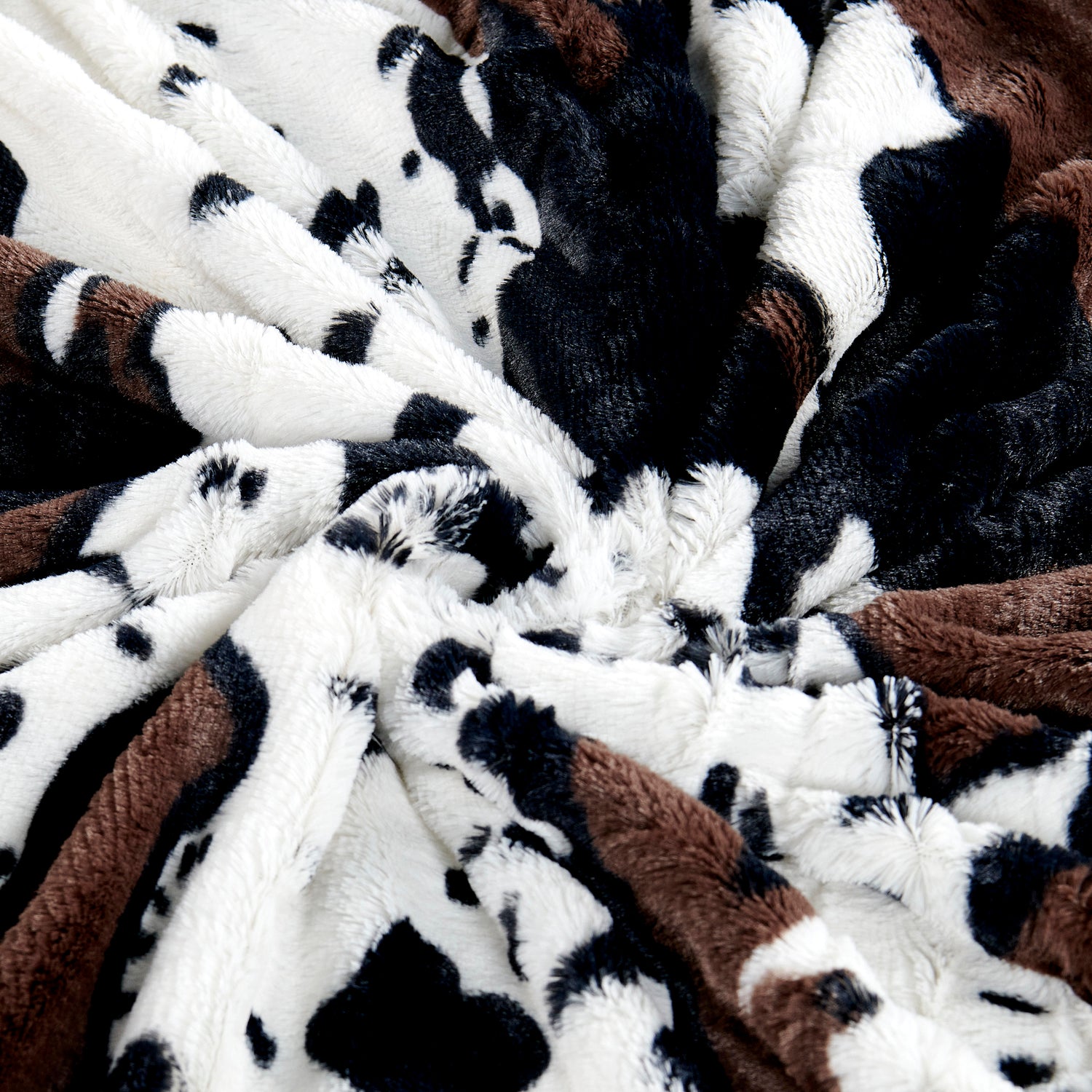 Cow Print Double Sided Faux Fur Throw Blanket