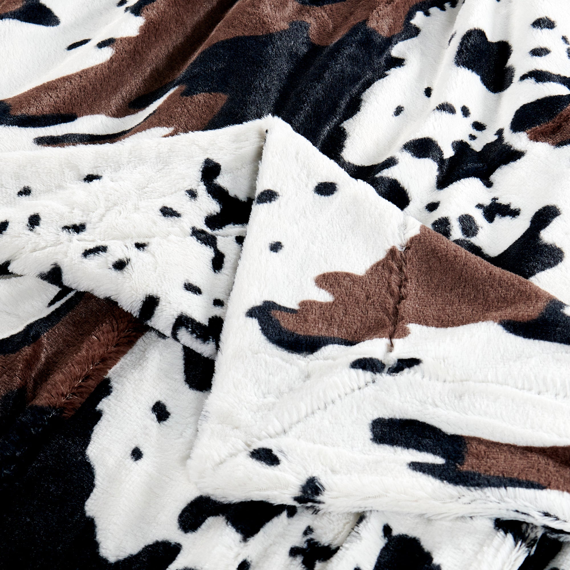 Cow Print Double Sided Faux Fur Blanket (80" x 90")