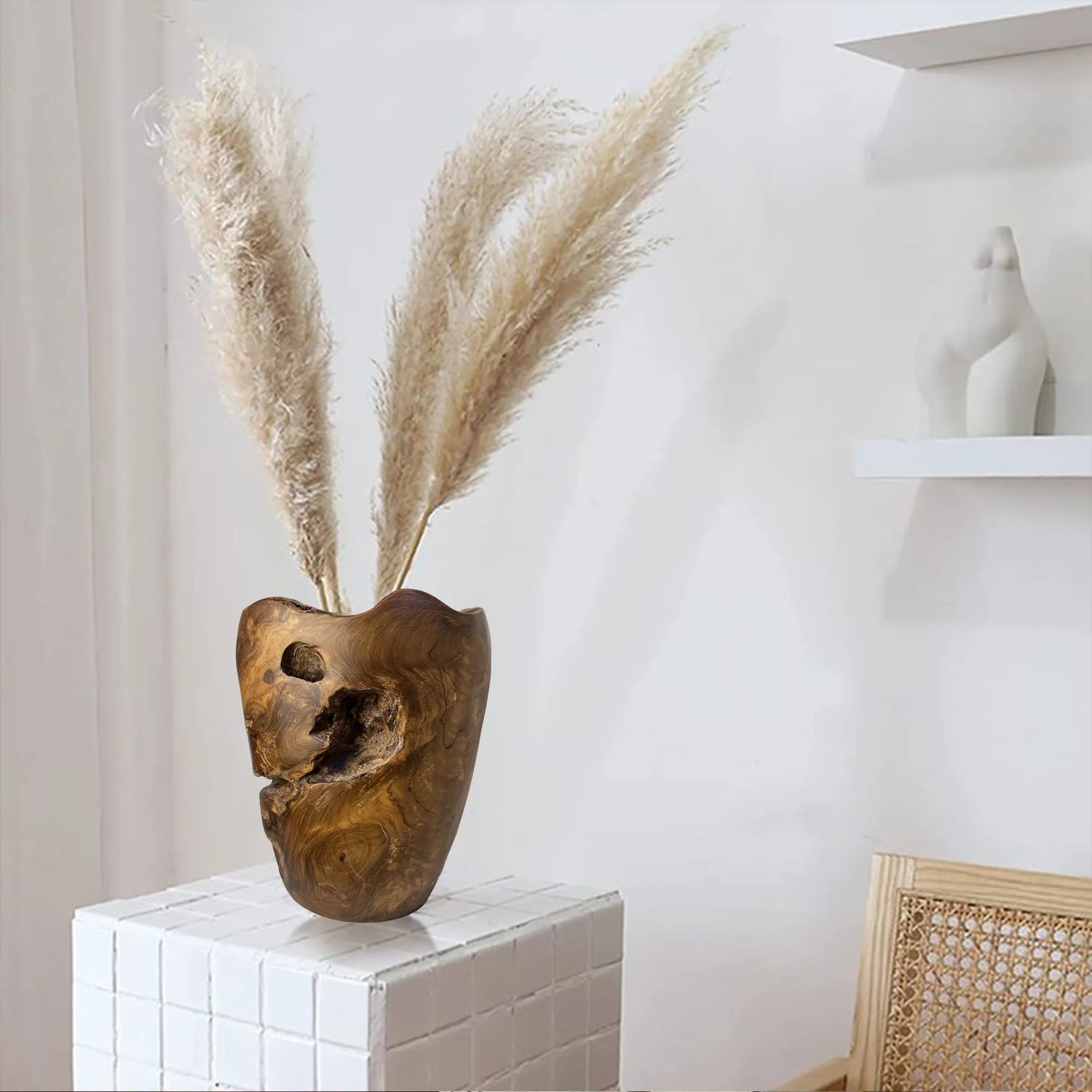 Bahama Handcrafted Teak Vase (10.2" x 10.2" x 11.8")