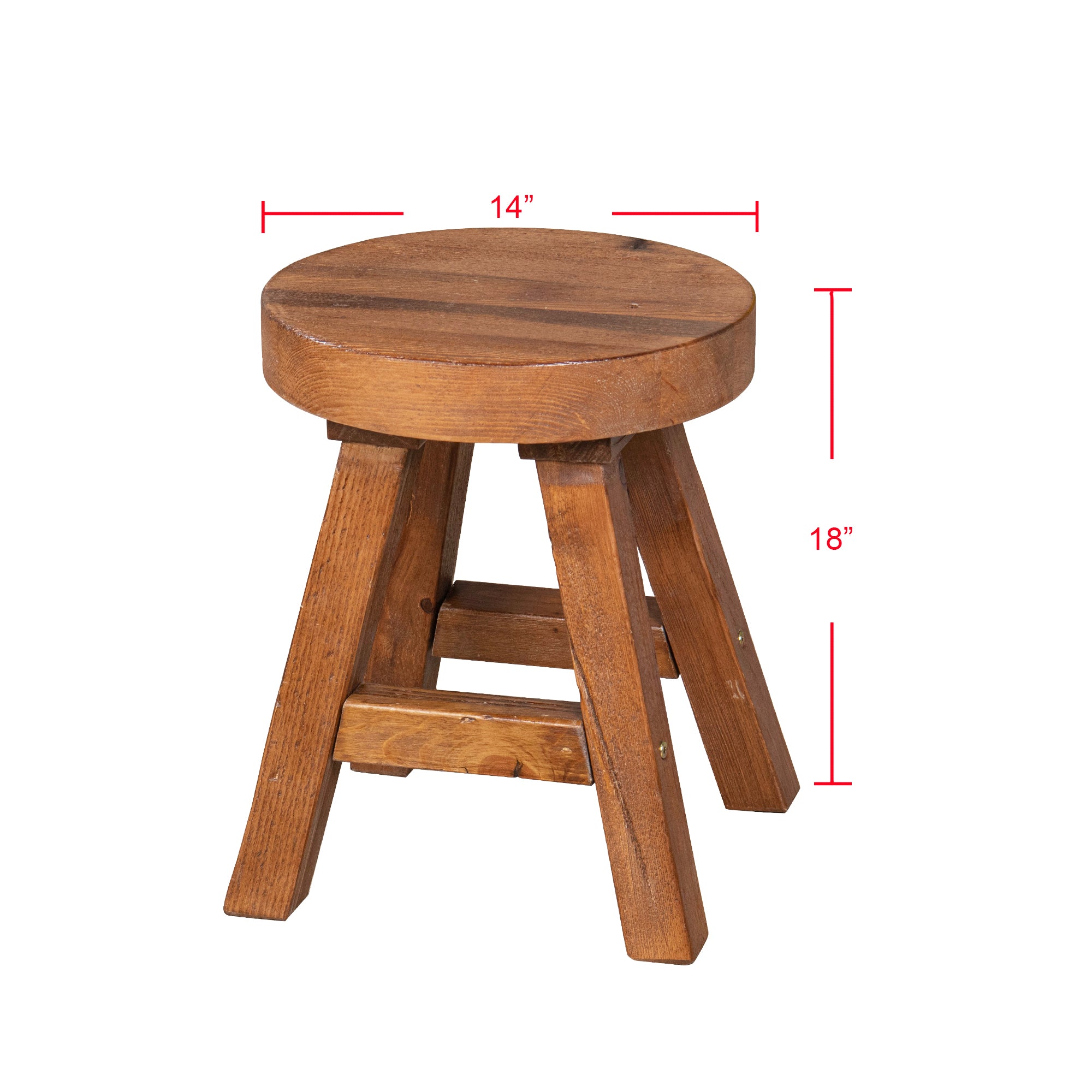 Old Pine Wood Round Stool (14" x 14" x 18")