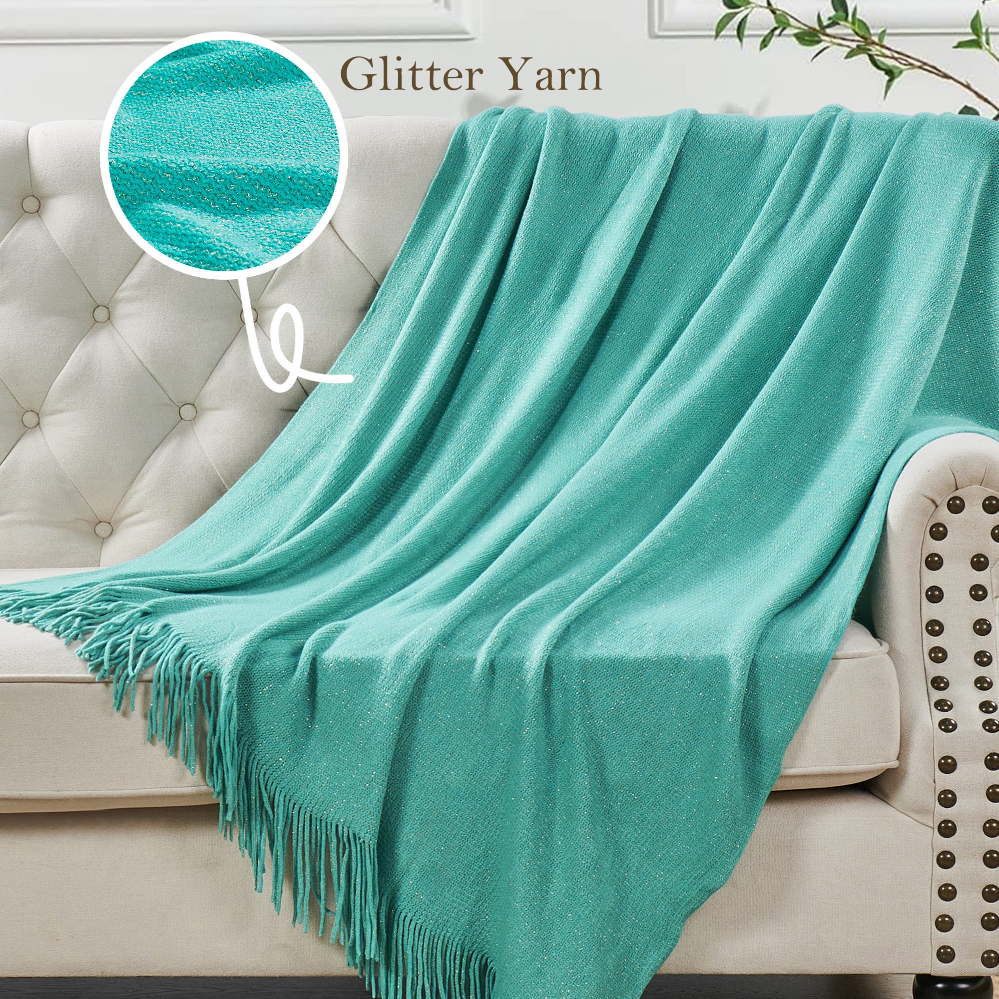 Knitted Glitter Throw Blanket (50"x60")