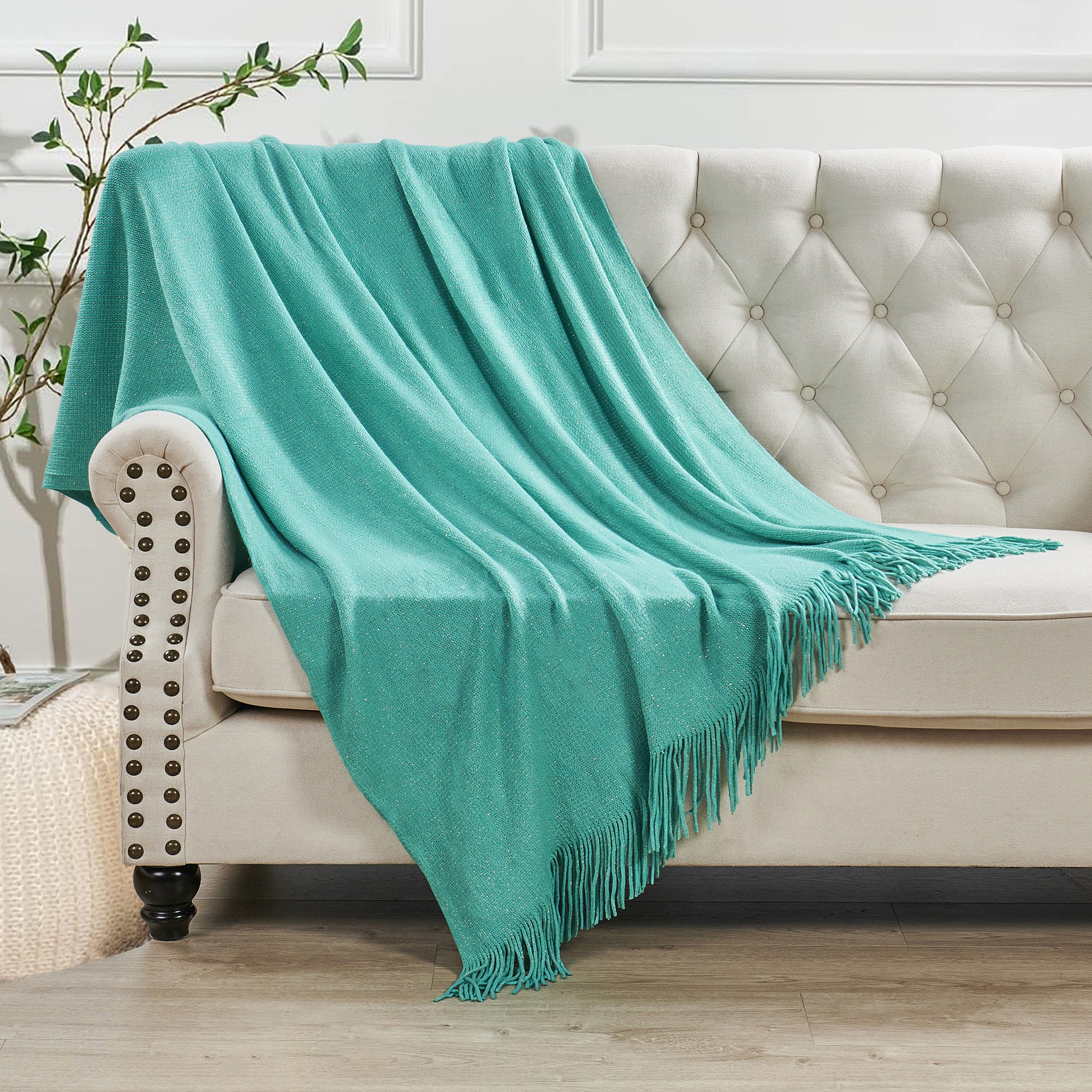 Knitted Glitter Throw Blanket (50"x60")
