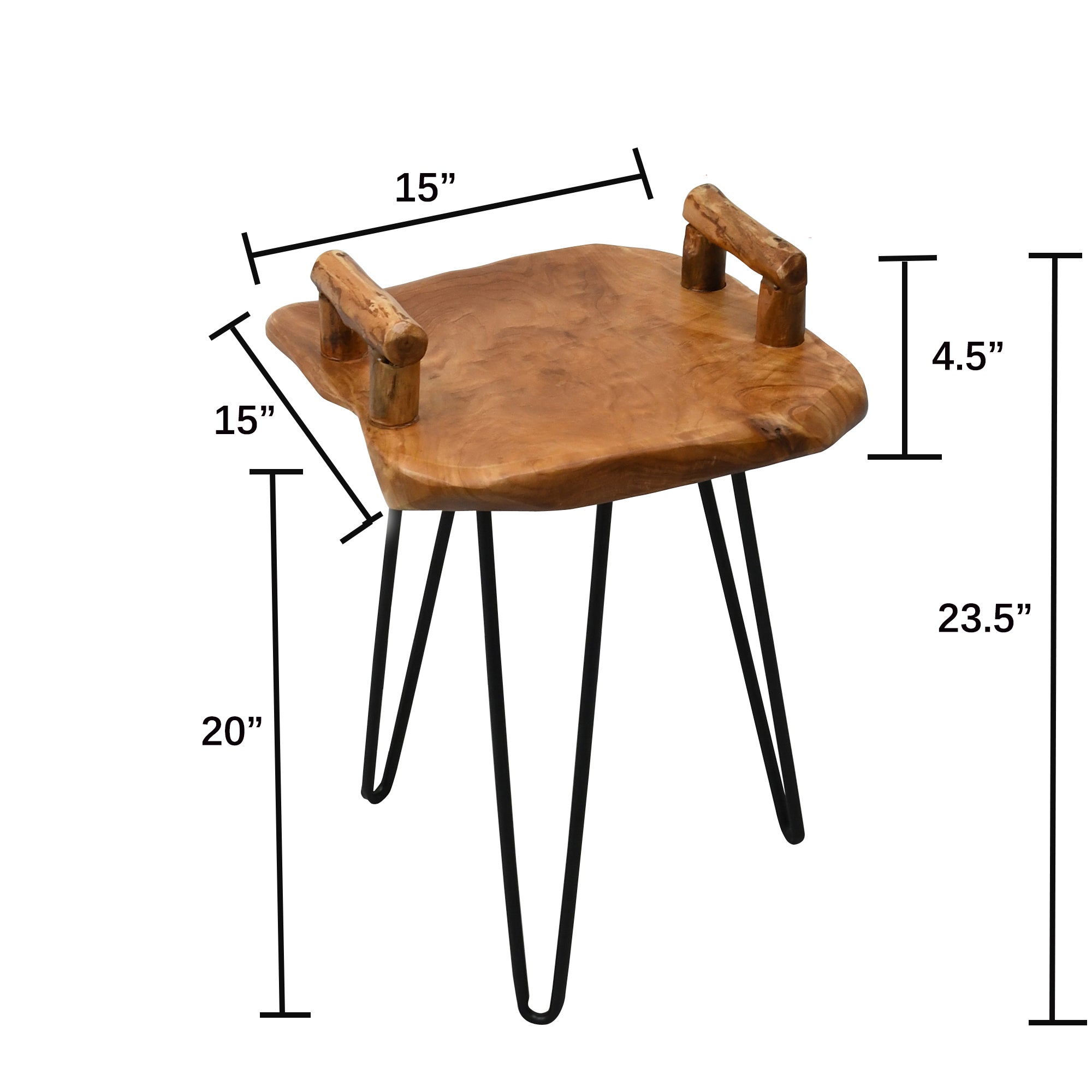 Cedar Wood Serving Tray End Table (15" x 15" x 23.5")