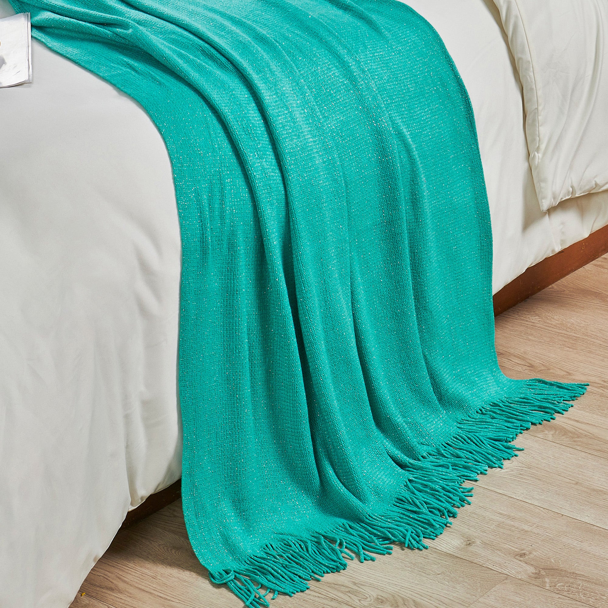 Knitted Glitter Throw Blanket (50"x60")