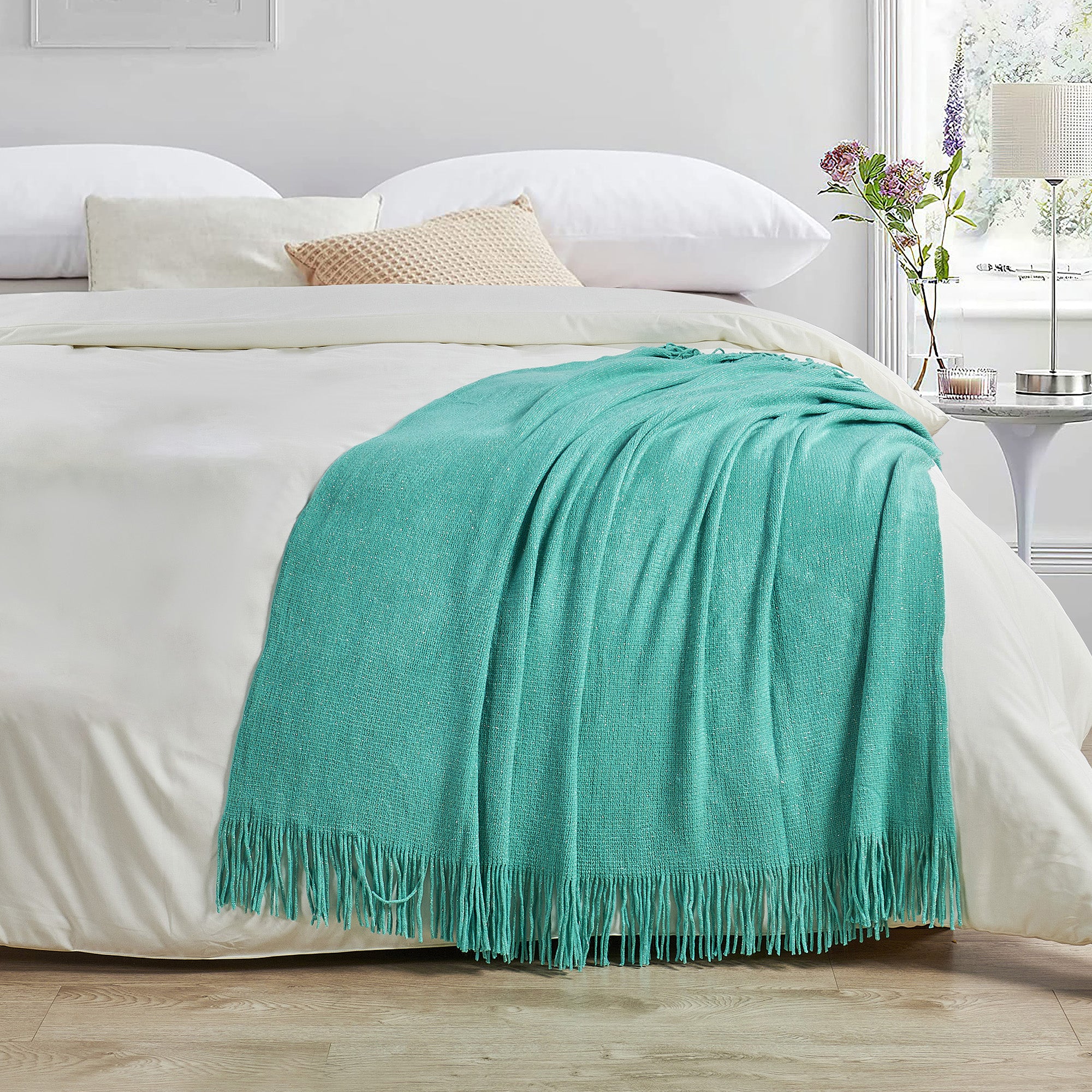 Knitted Glitter Throw Blanket (50"x60")