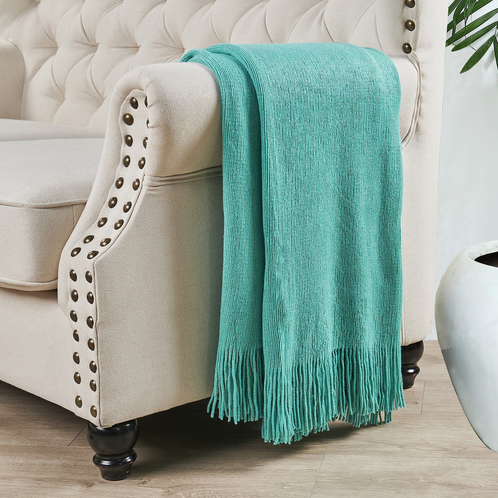 Knitted Glitter Throw Blanket (50"x60")