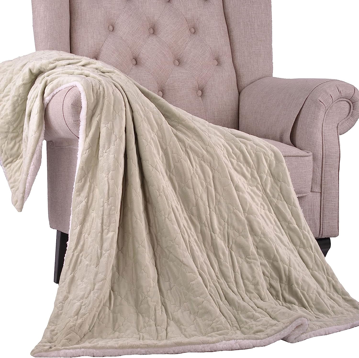 Aurora Embroidery Throw Blanket - Light Green (50"x60")
