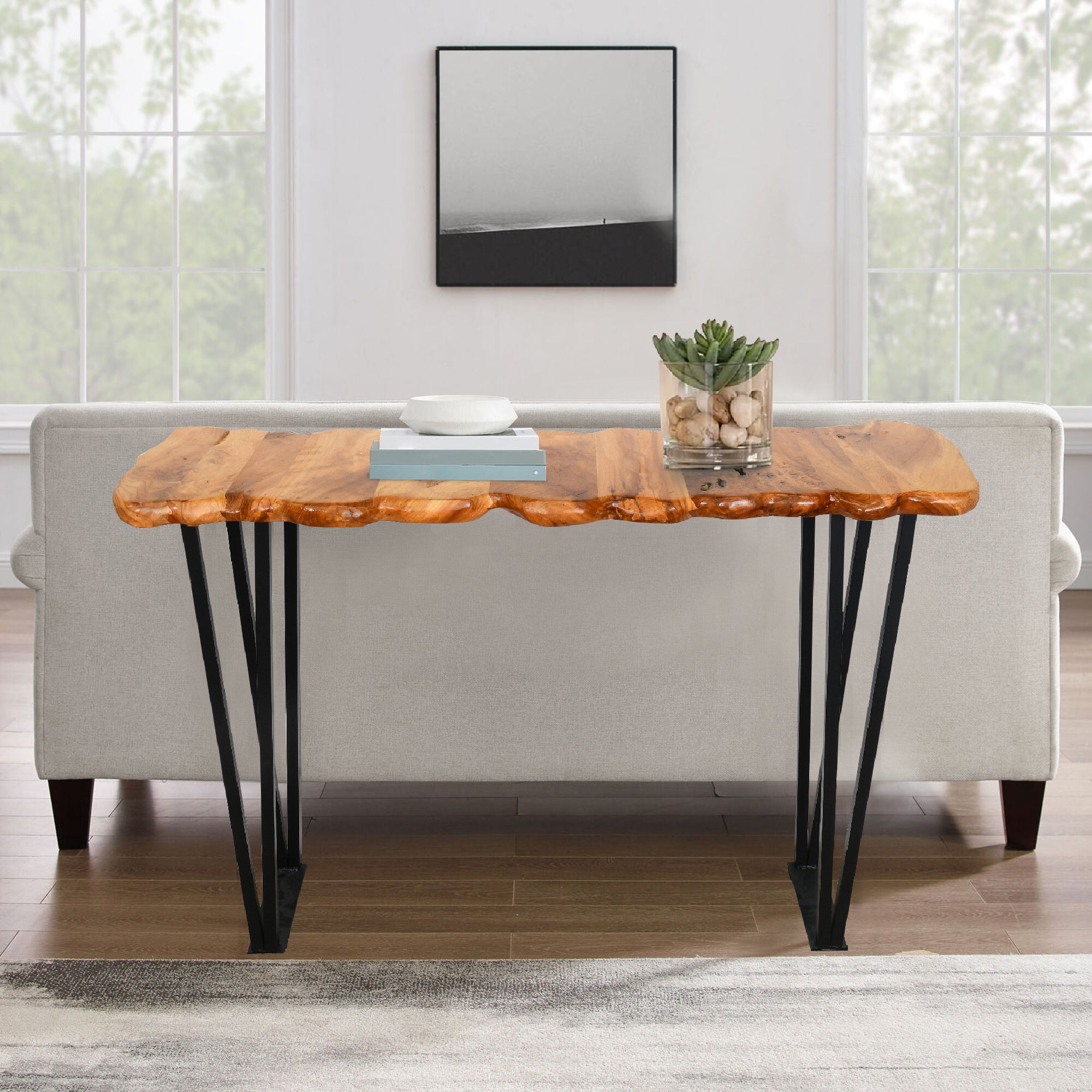 Cedar Wood Console Table (47" x 13.8" x 33.5")