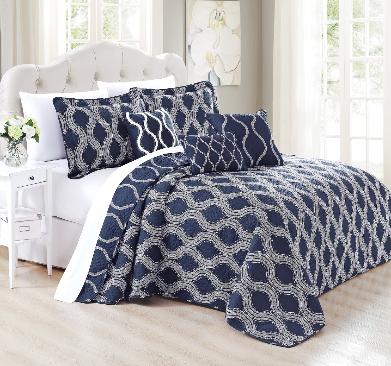 6 Piece Charleston Printed Microfiber Quilt Bedspread Set (90"x90")