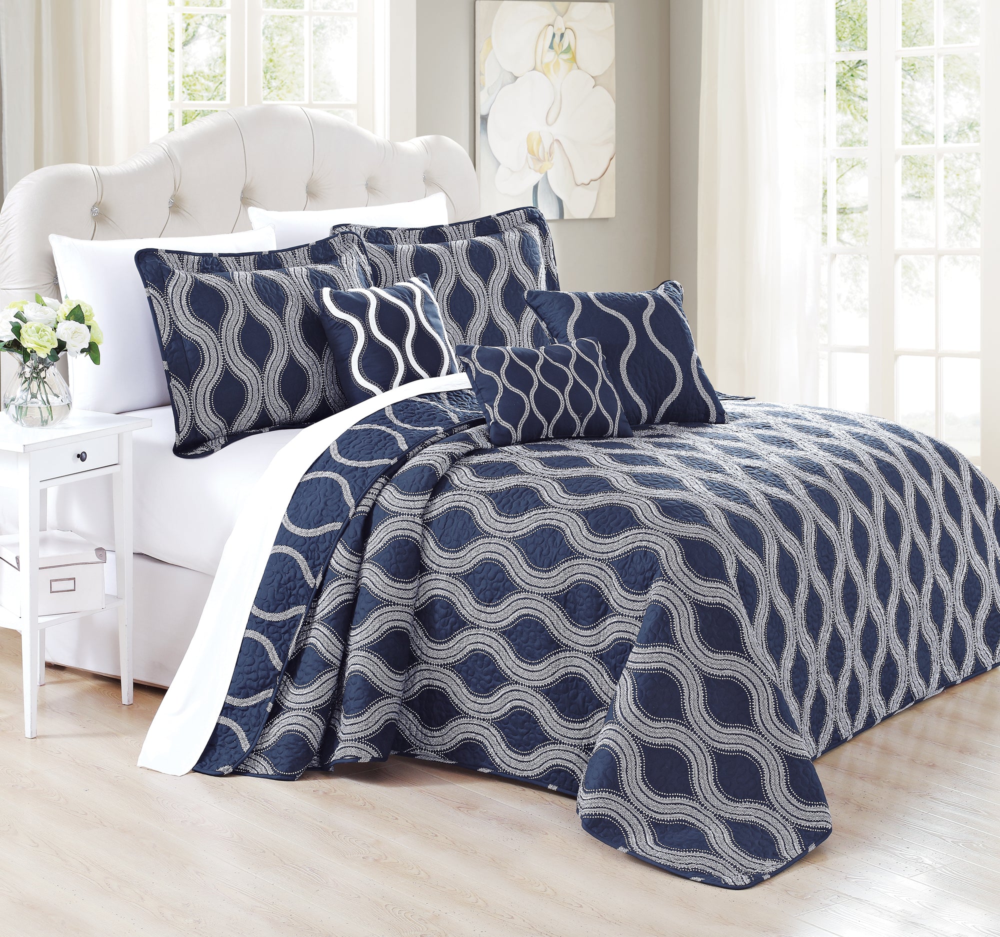 6 Piece Charleston Printed Microfiber Quilt Bedspread Set (90"x90")