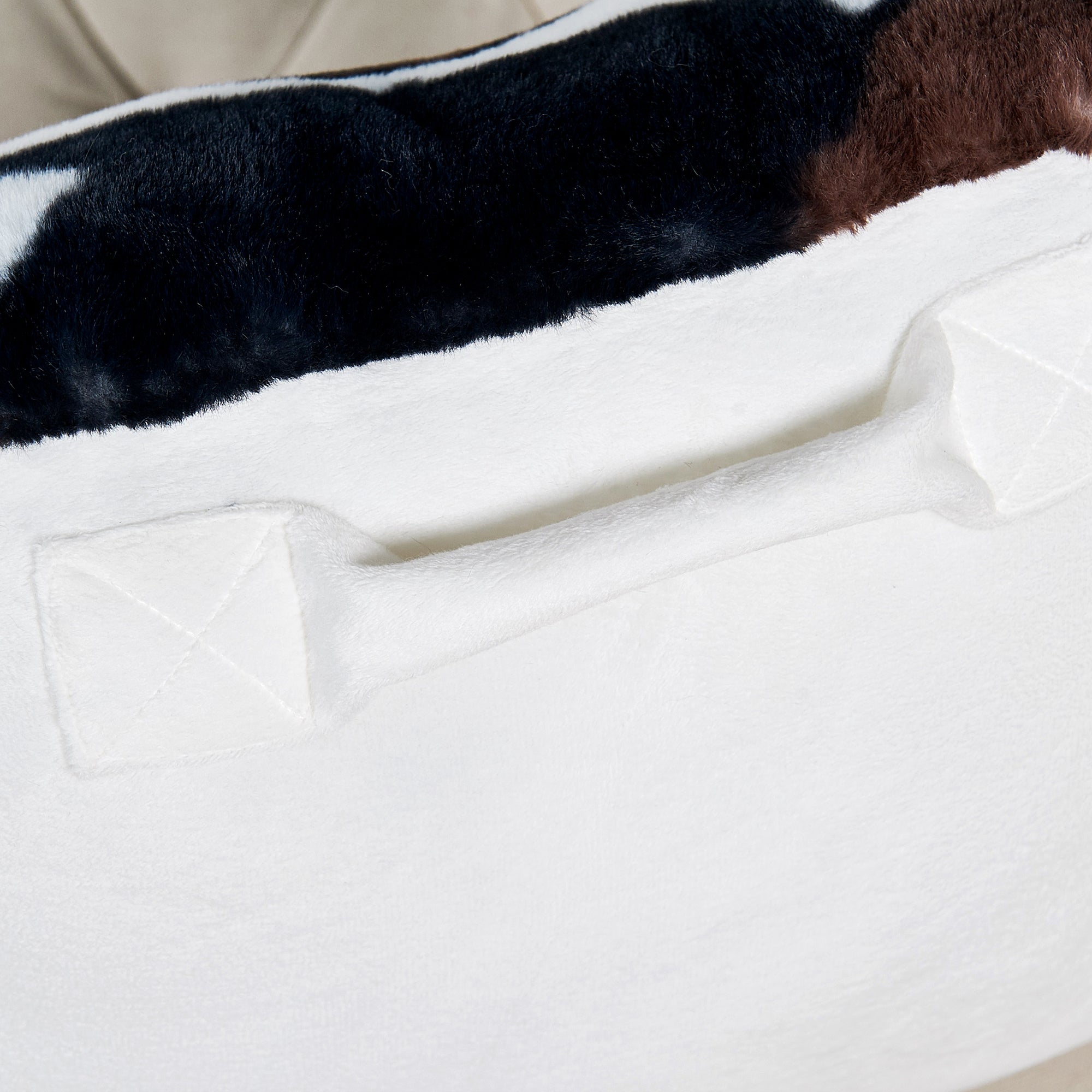 Cows Flowers Faux Fur Bedrest Pillow (20"x18"x17")