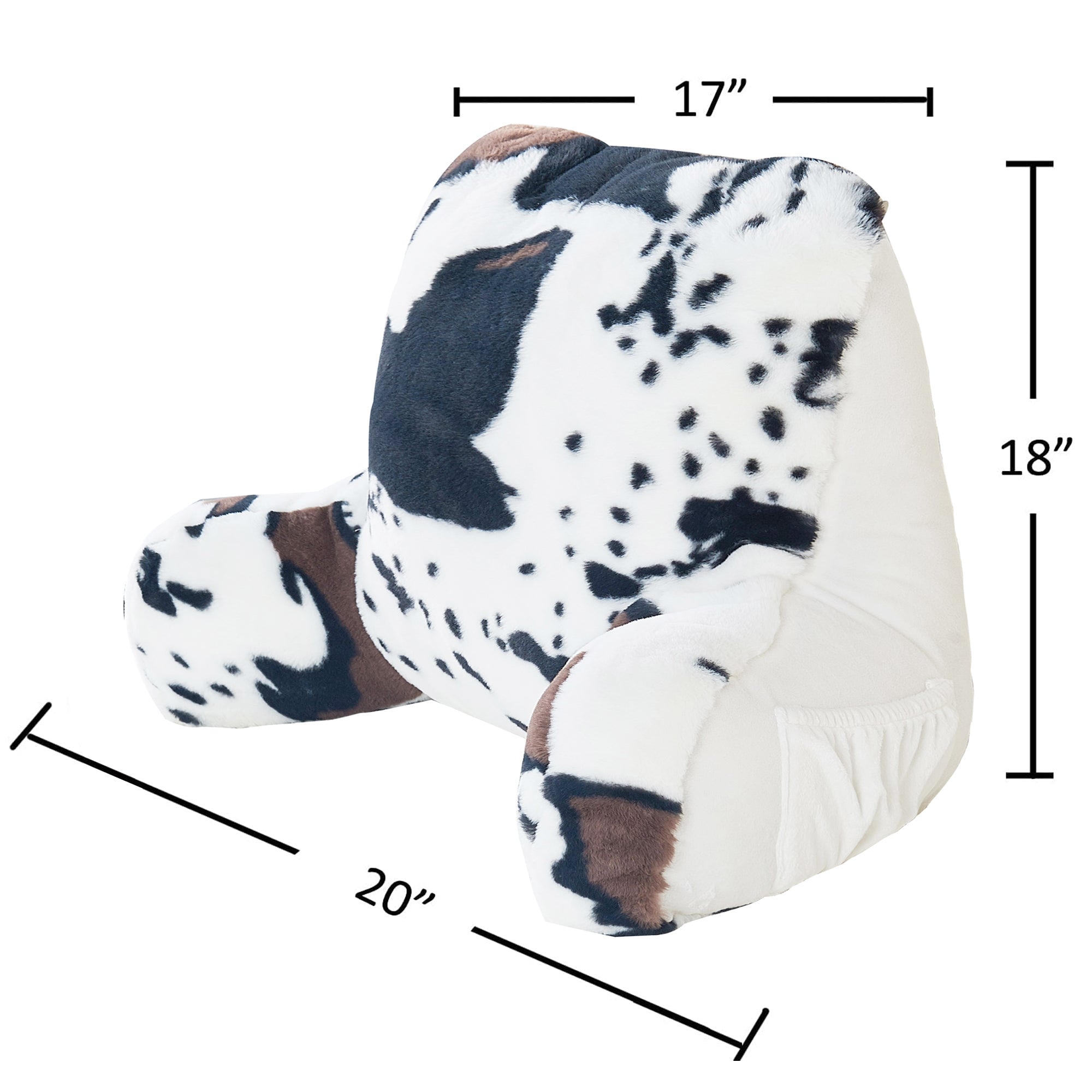 Cows Flowers Faux Fur Bedrest Pillow (20"x18"x17")