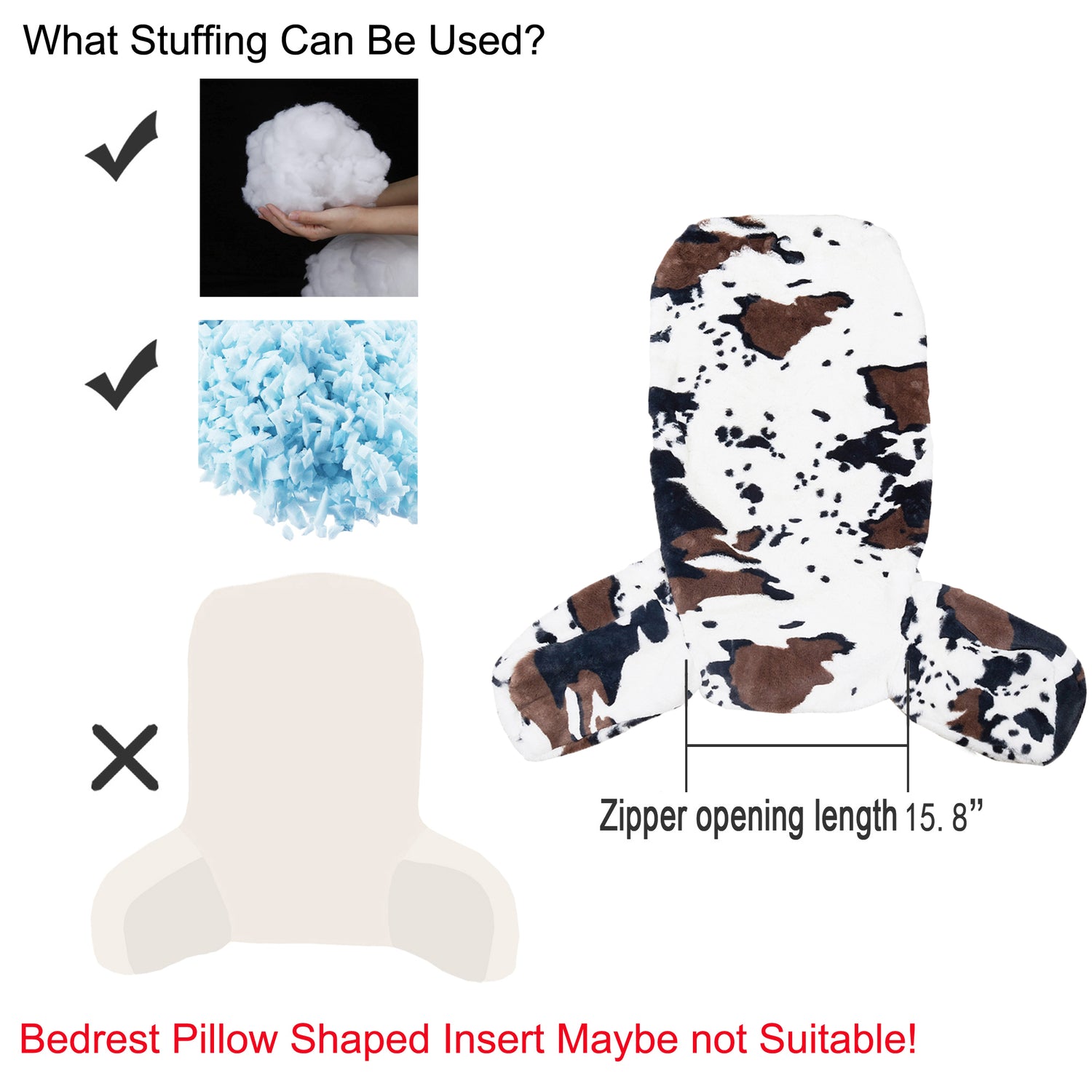 Cows Flowers Faux Fur Bedrest Pillow Cover (28"x30"x17")