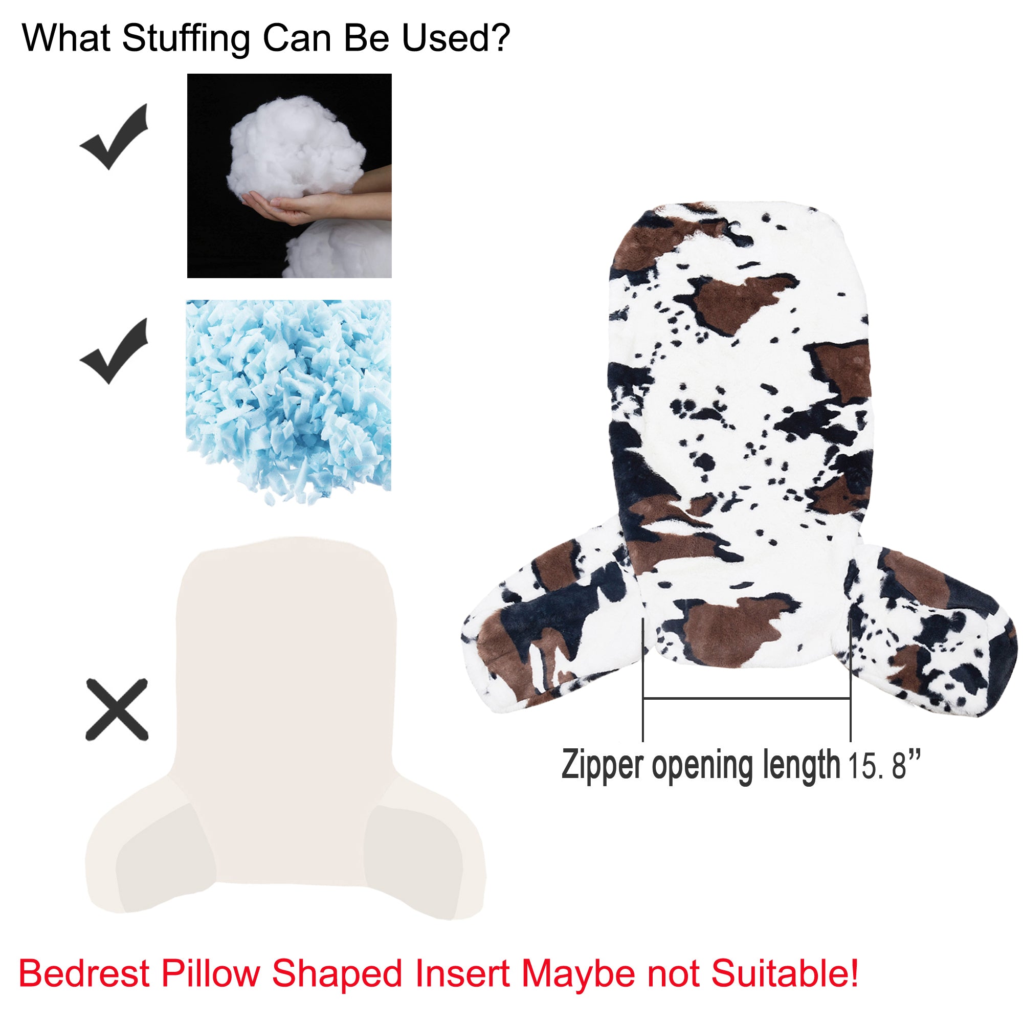 Cows Flowers Faux Fur Bedrest Pillow Cover (28"x30"x17")