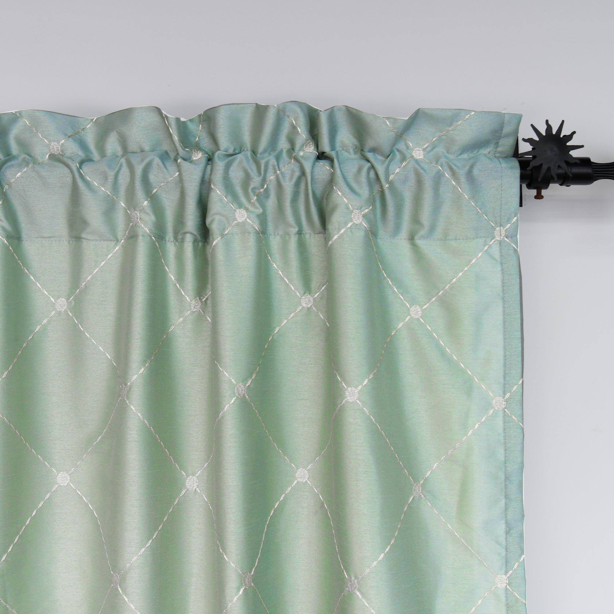 Doris Diamond Embroidery Faux Silk Curtain - Set of 2 (60"x96")