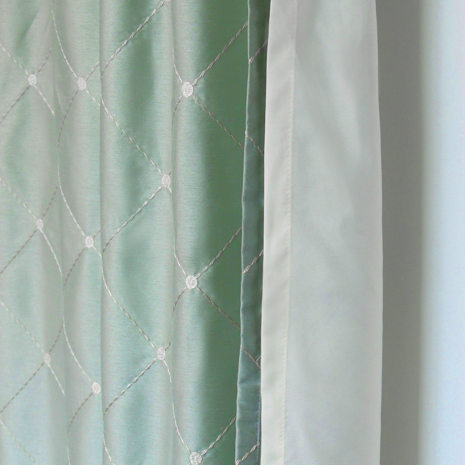 Doris Diamond Embroidery Faux Silk Curtain - Set of 2 (60"x96")