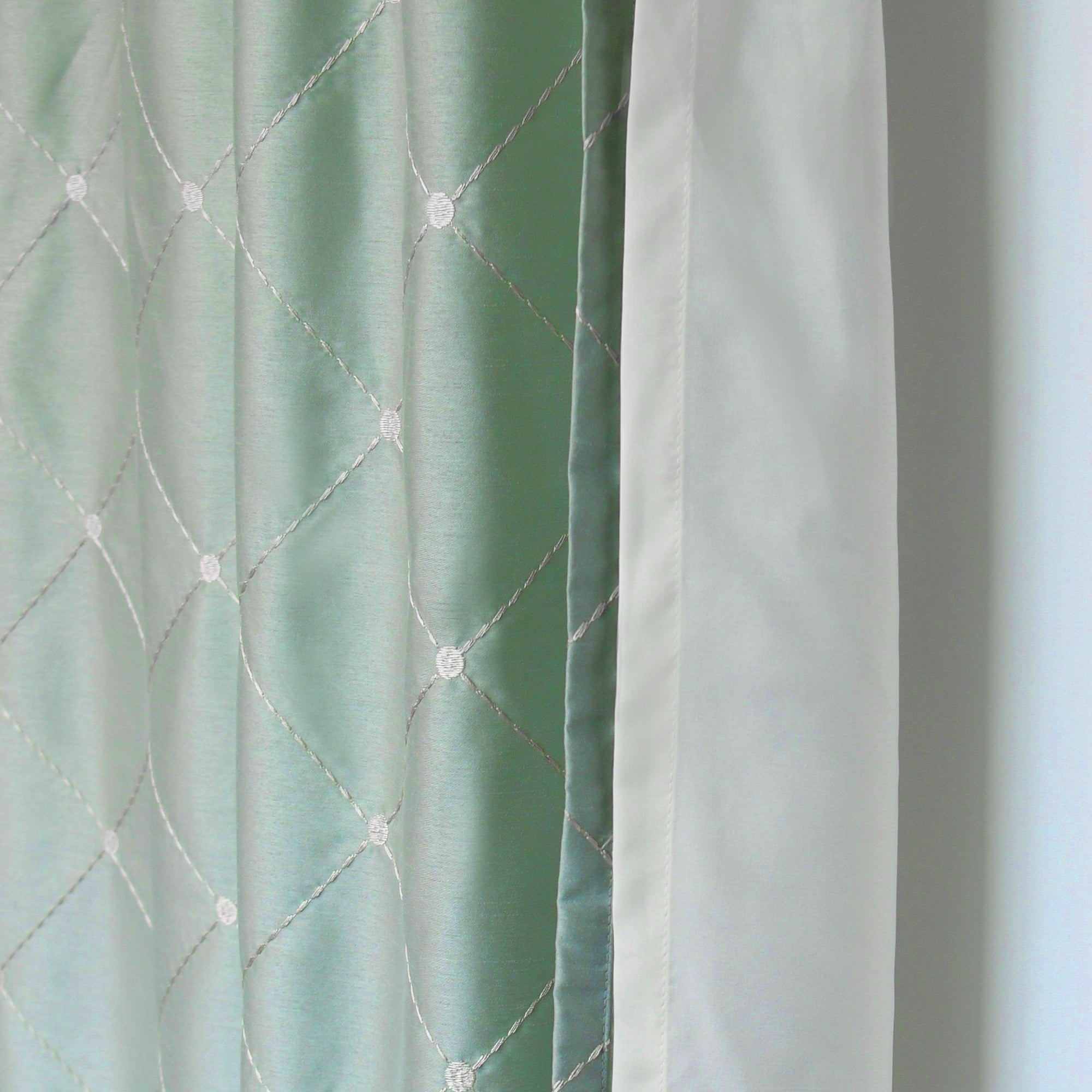 Doris Diamond Embroidery Faux Silk Curtain - Set of 2 (60"x96")