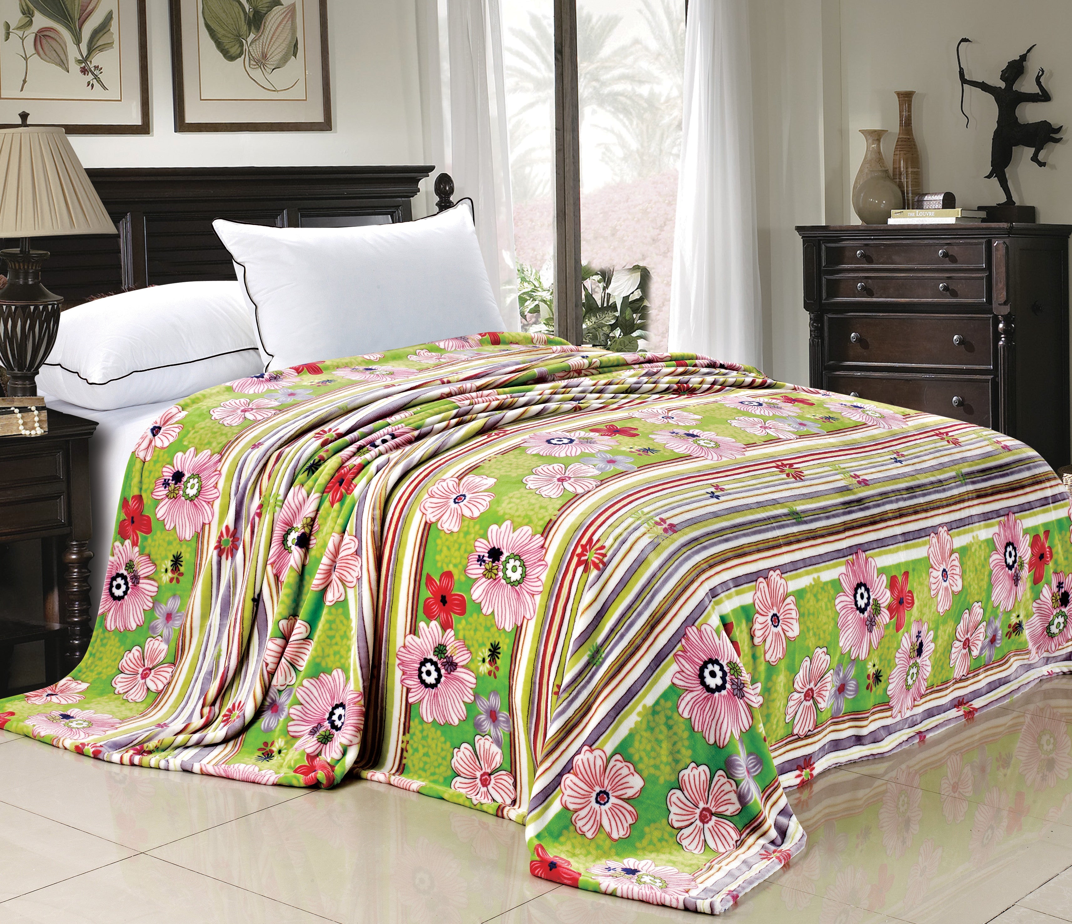 Blossom Flowers Print Flannel Fleece Blanket (60"x90")