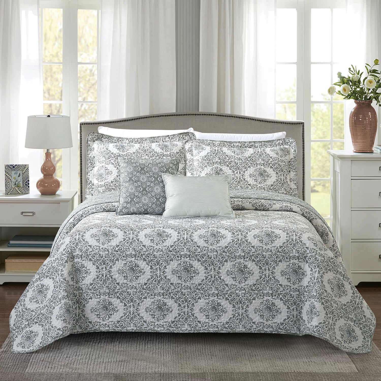 5 Piece Legacy Printed Microfiber Quilts Set