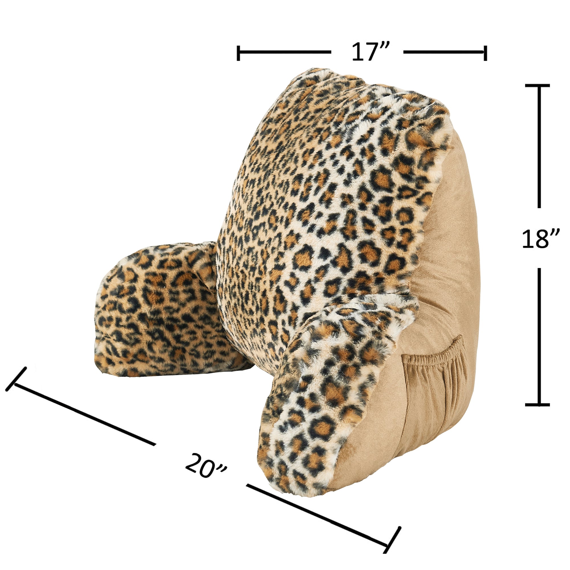 Leopard Faux Fur Bedrest Pillow (20"x18"x17")