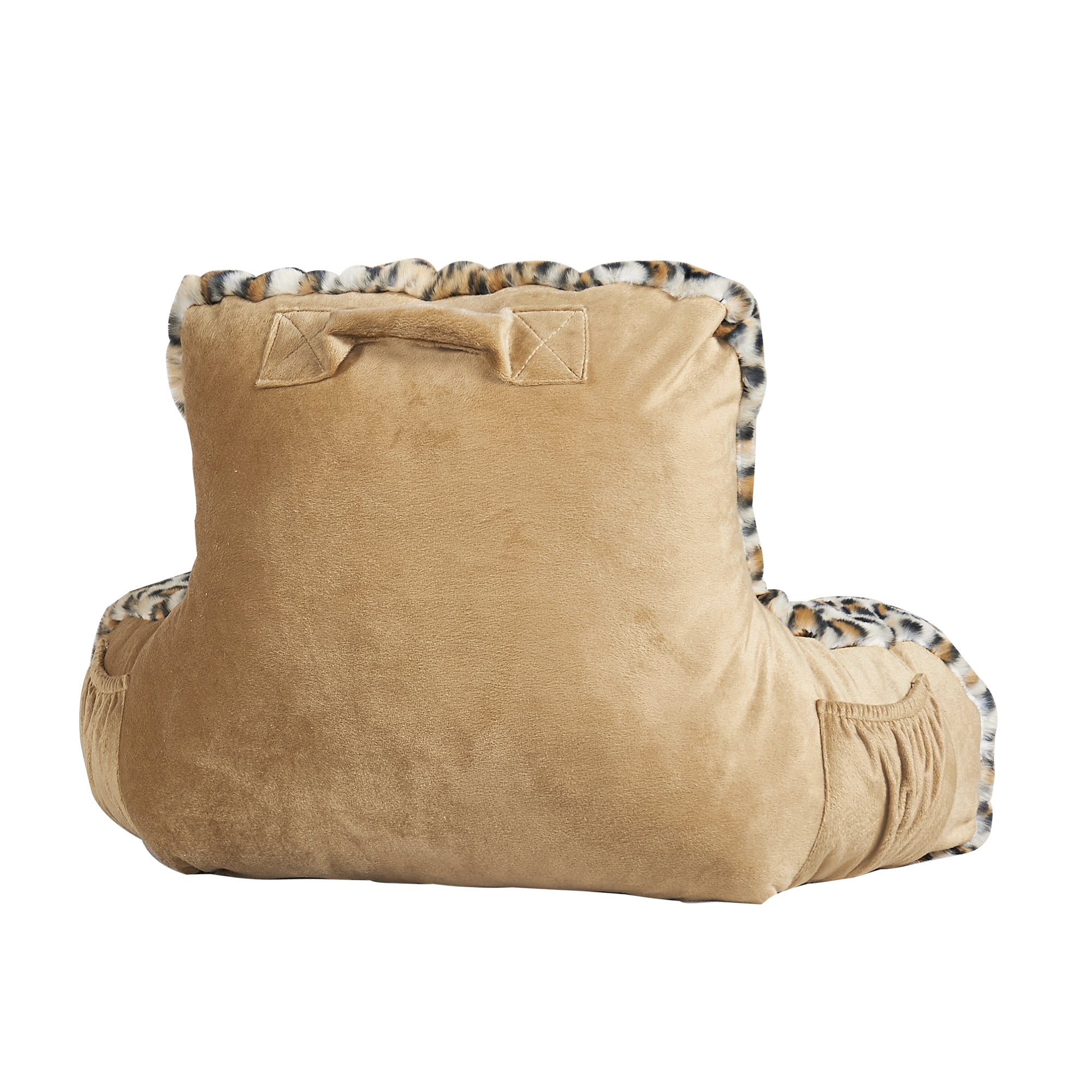 Leopard Faux Fur Bedrest Pillow (20"x18"x17")