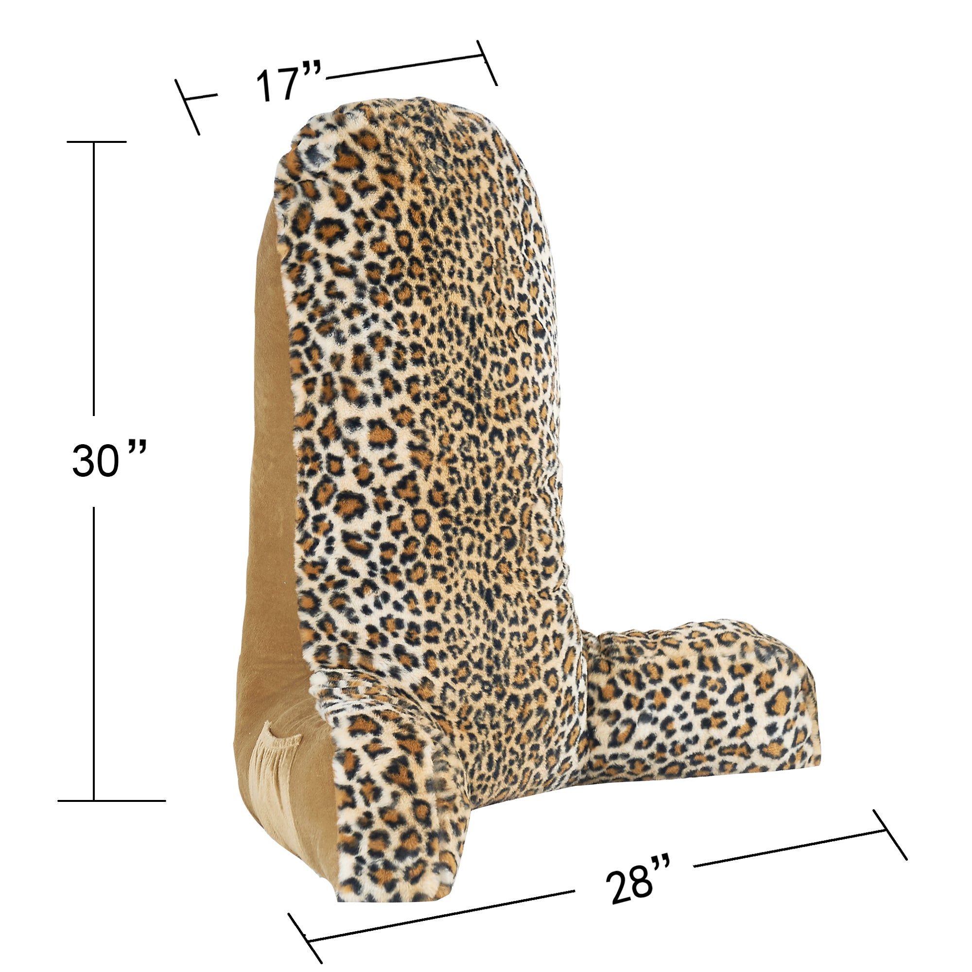 Leopard Faux Fur Large Size Bedrest Pillow Cove (28"x30"x17")