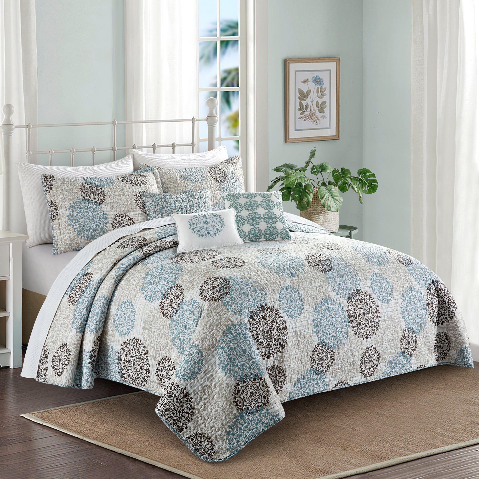 6 Piece Marina MDLN Printed Microfiber Quilts Set
