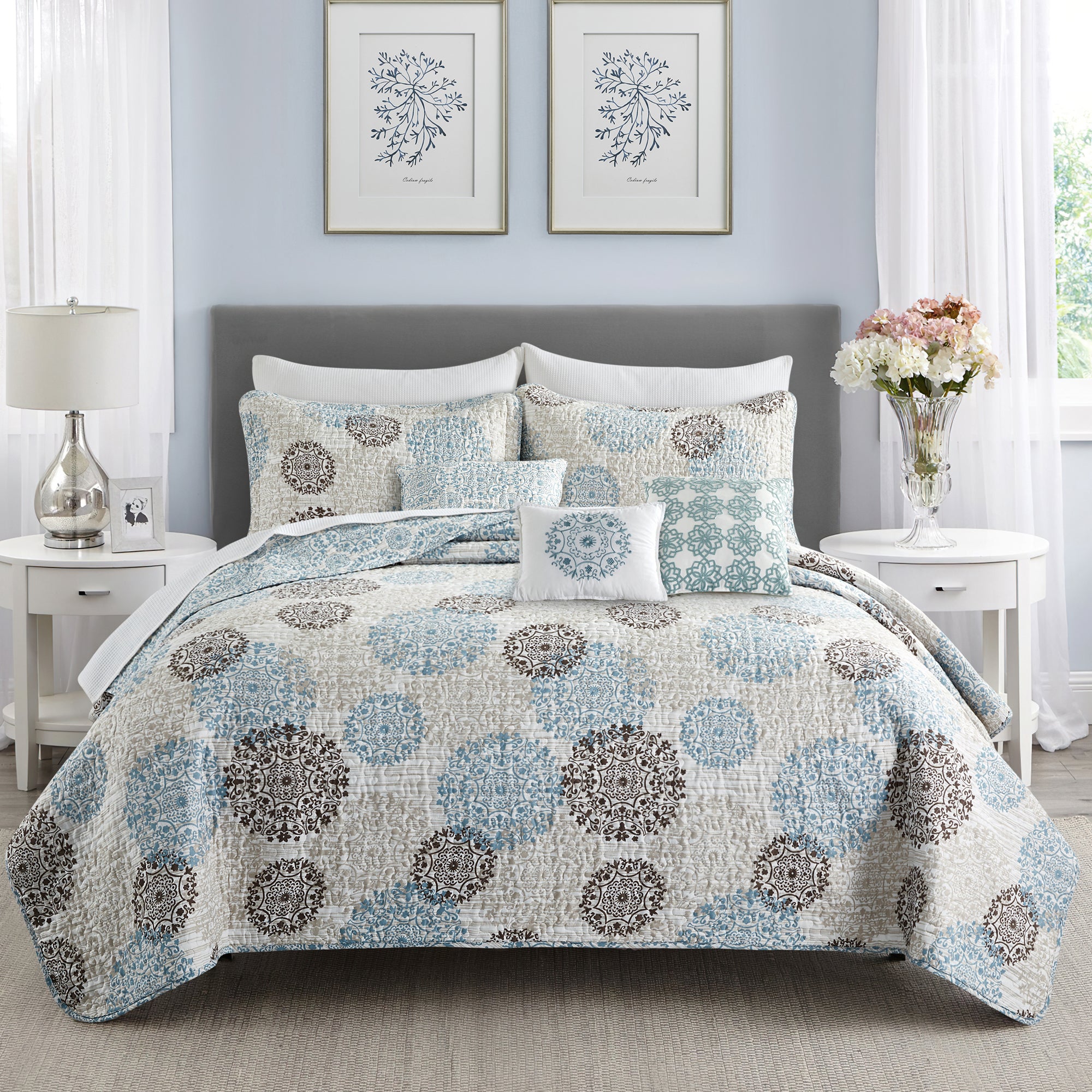 6 Piece Marina MDLN Printed Microfiber Quilts Set