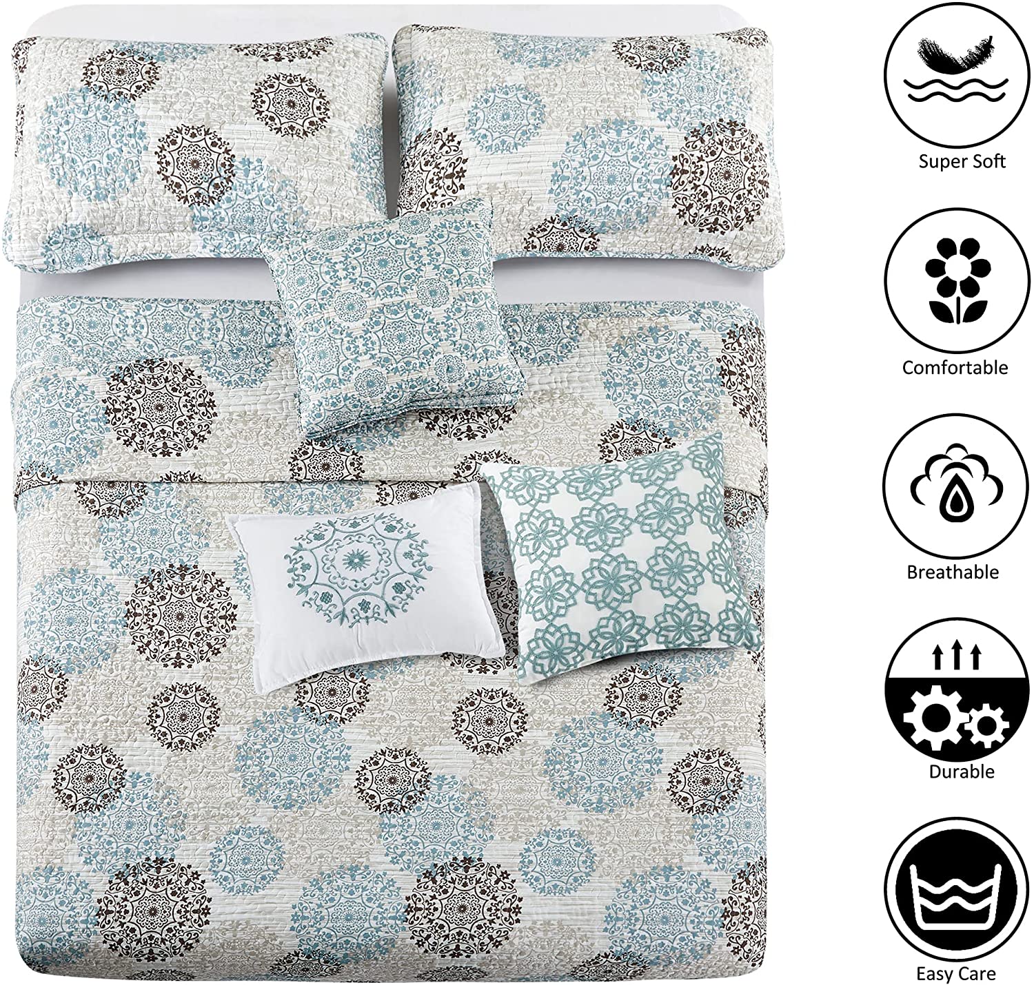 6 Piece Marina MDLN Printed Microfiber Quilts Set
