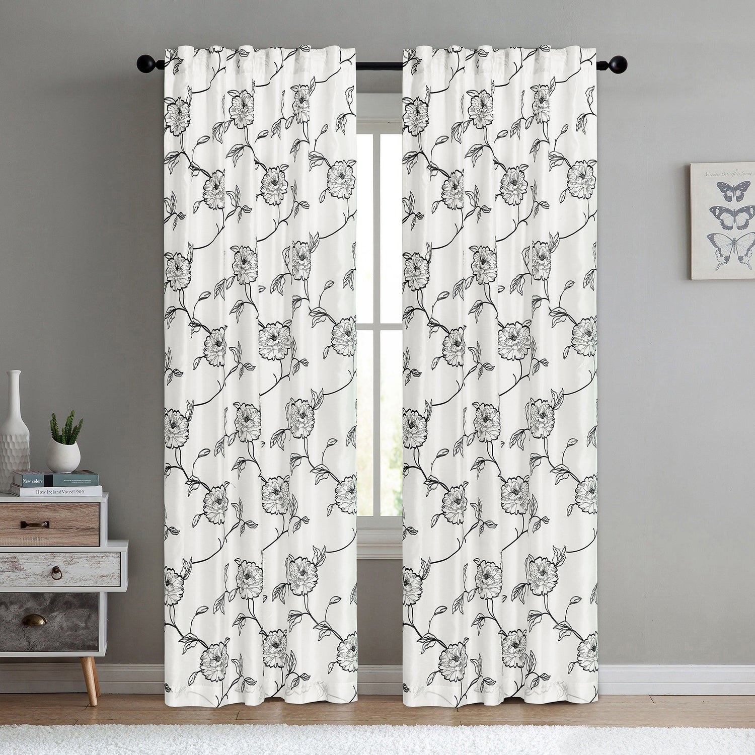 Magnolia Embroidered Curtain - Set of 2 (54"x96")