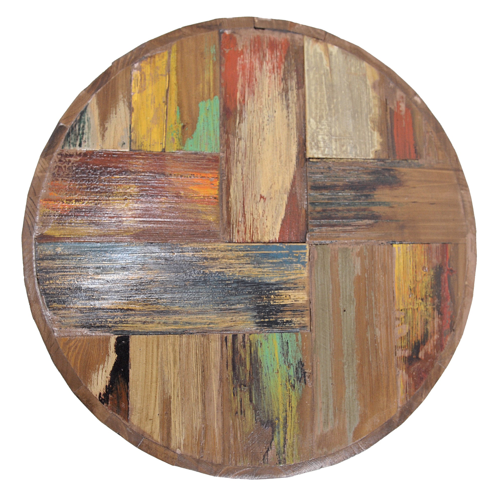 Raclaimed Wood Round End Table (16" x 16" x 21.4")