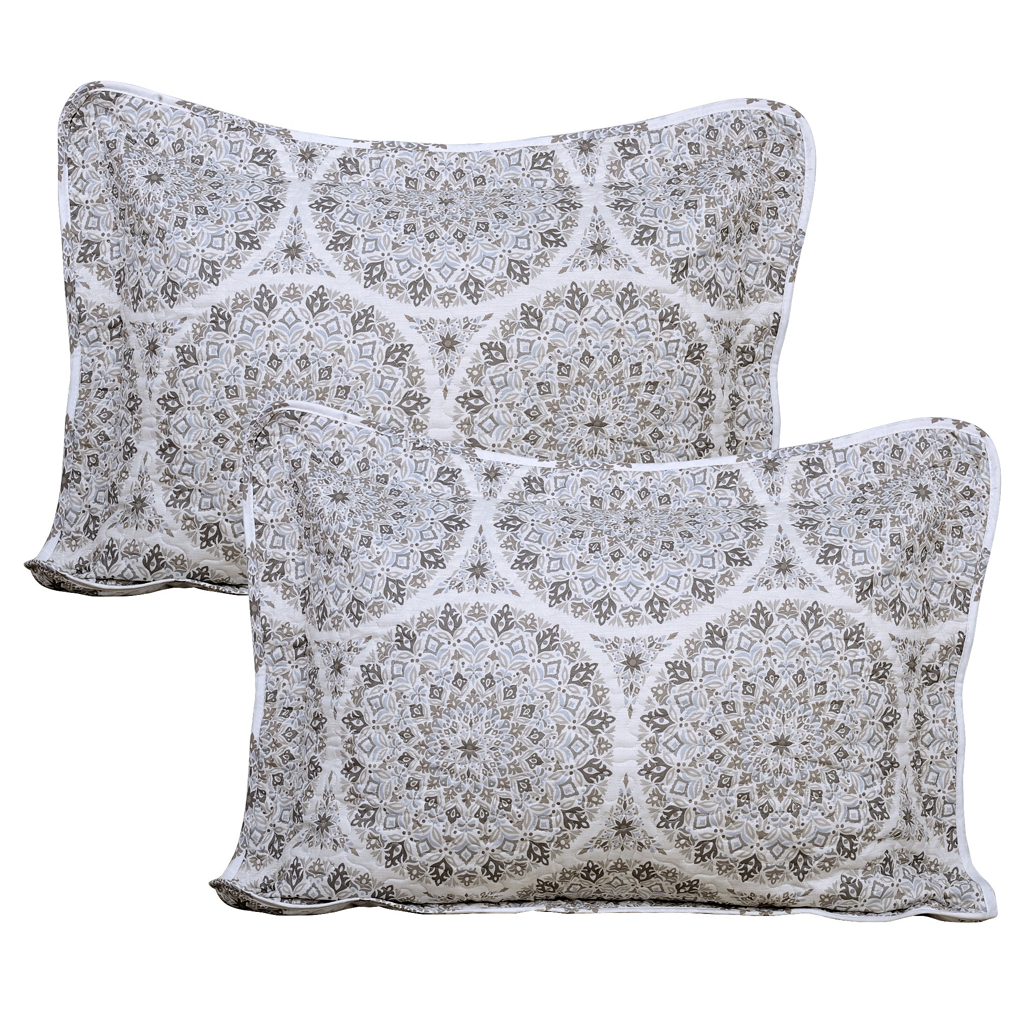 5 Piece Tribal Medallion Printed Microfiber Quilt Bedspread Set