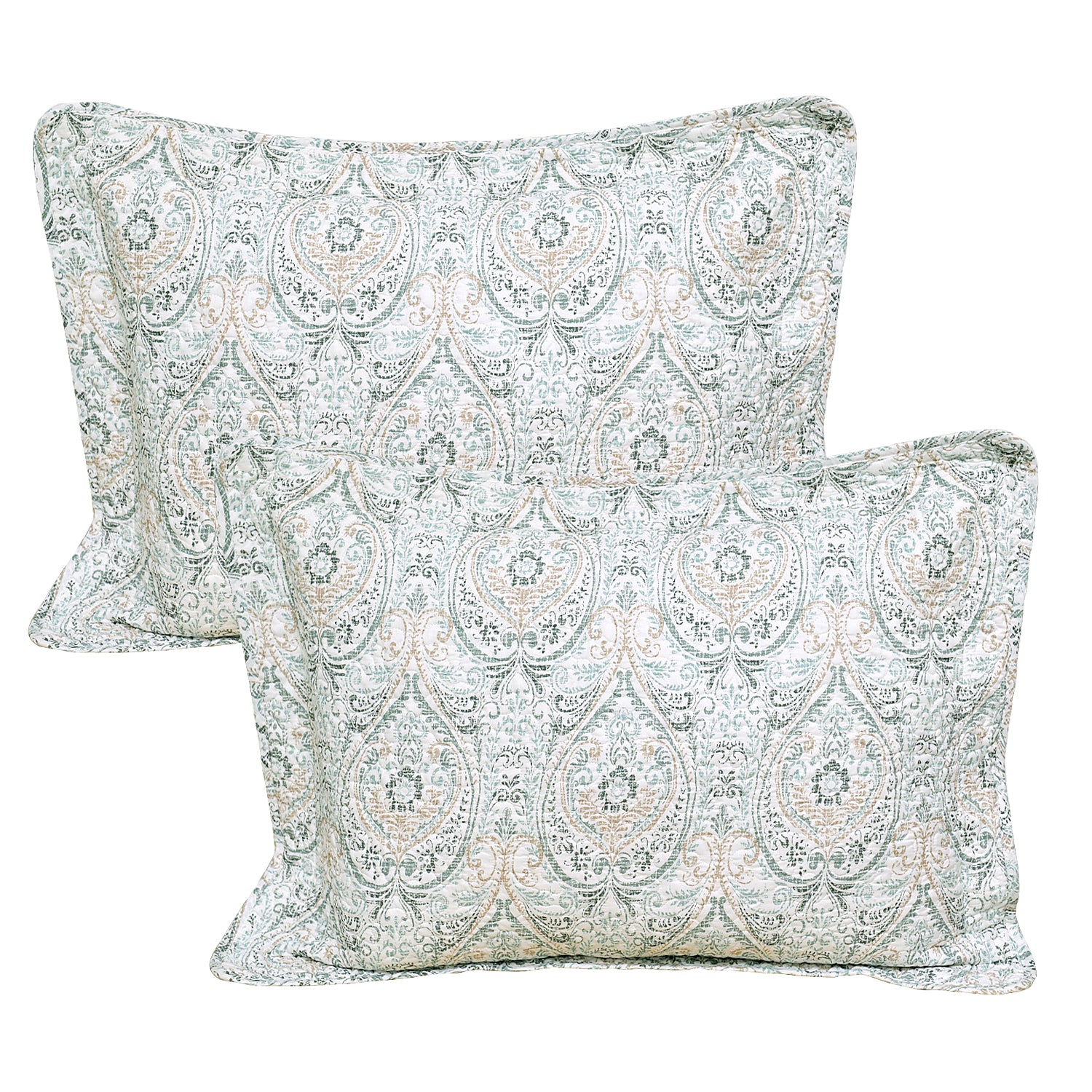 5 Piece Visionary Blue Printed Microfiber Quilt Bedspread Set