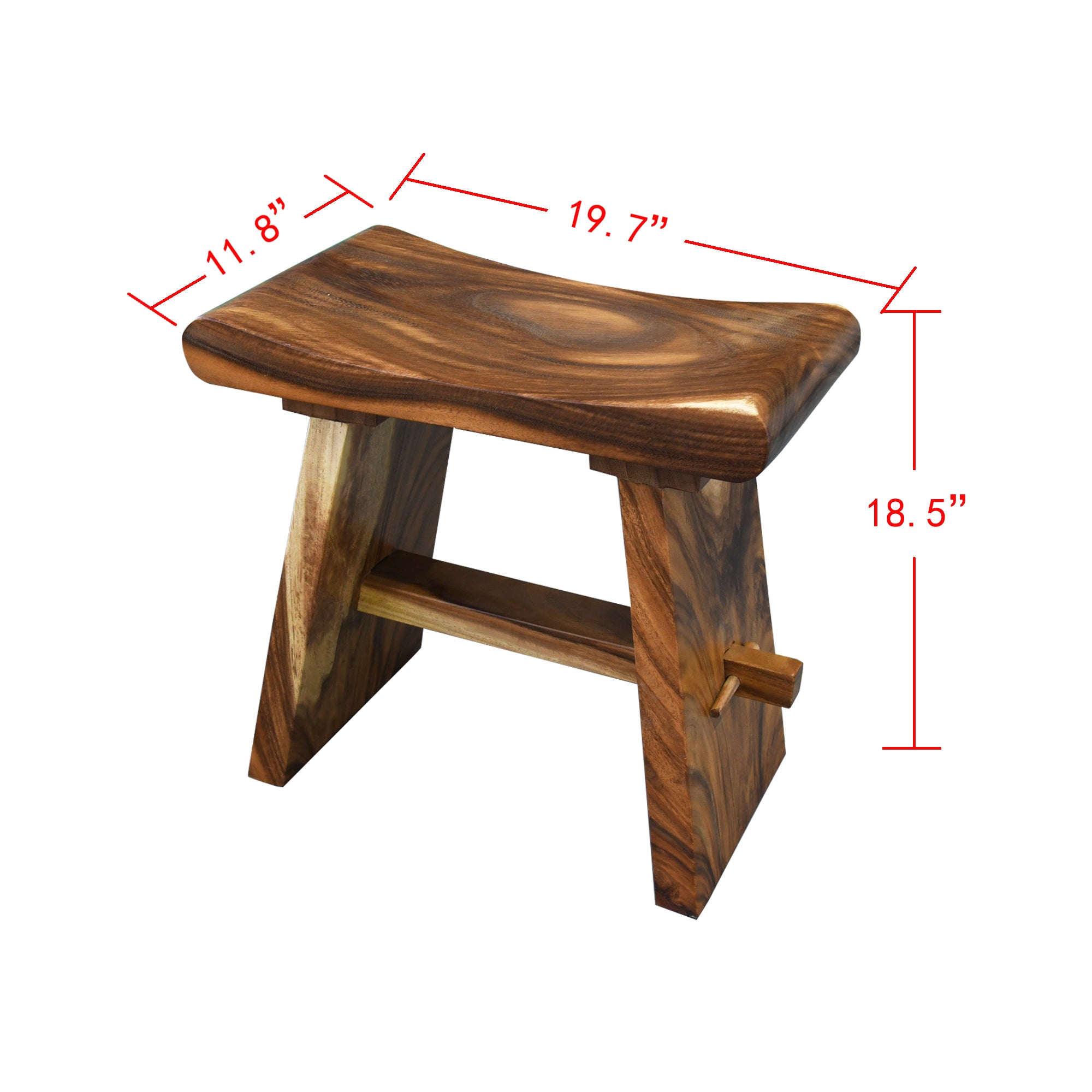 Suar Wood Comfort Stool (19.7" x 11.8" x 18.5")