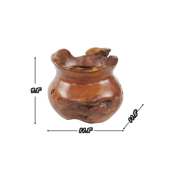 Teak Wood Cowak Bowl Gentong - 11.8" x 11.8" x 9.8"