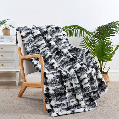 Two Tone Artistic Faux Fur Throw Blanket