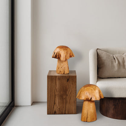 Cedar Wood Stump Mushroom Decor