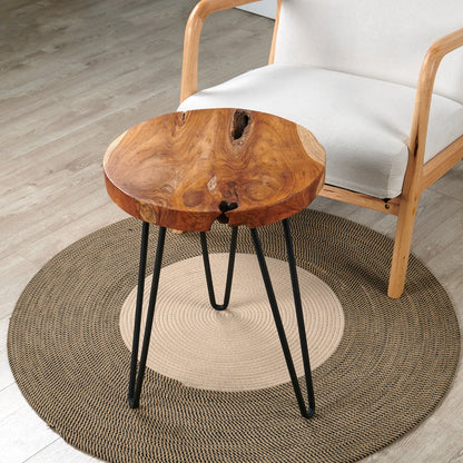 Teak Round End Table (15.7&quot; x 15.7&quot; x 17.9&quot;)