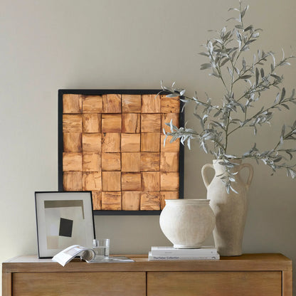 Bark Square Teak Wood Wall Art (17&quot; x 17&quot; x 1.6&quot;)