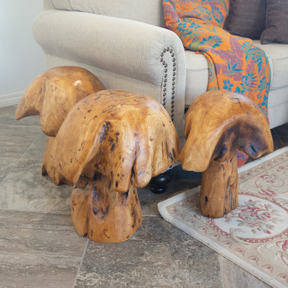 Cedar Wood Stump Mushroom Decor